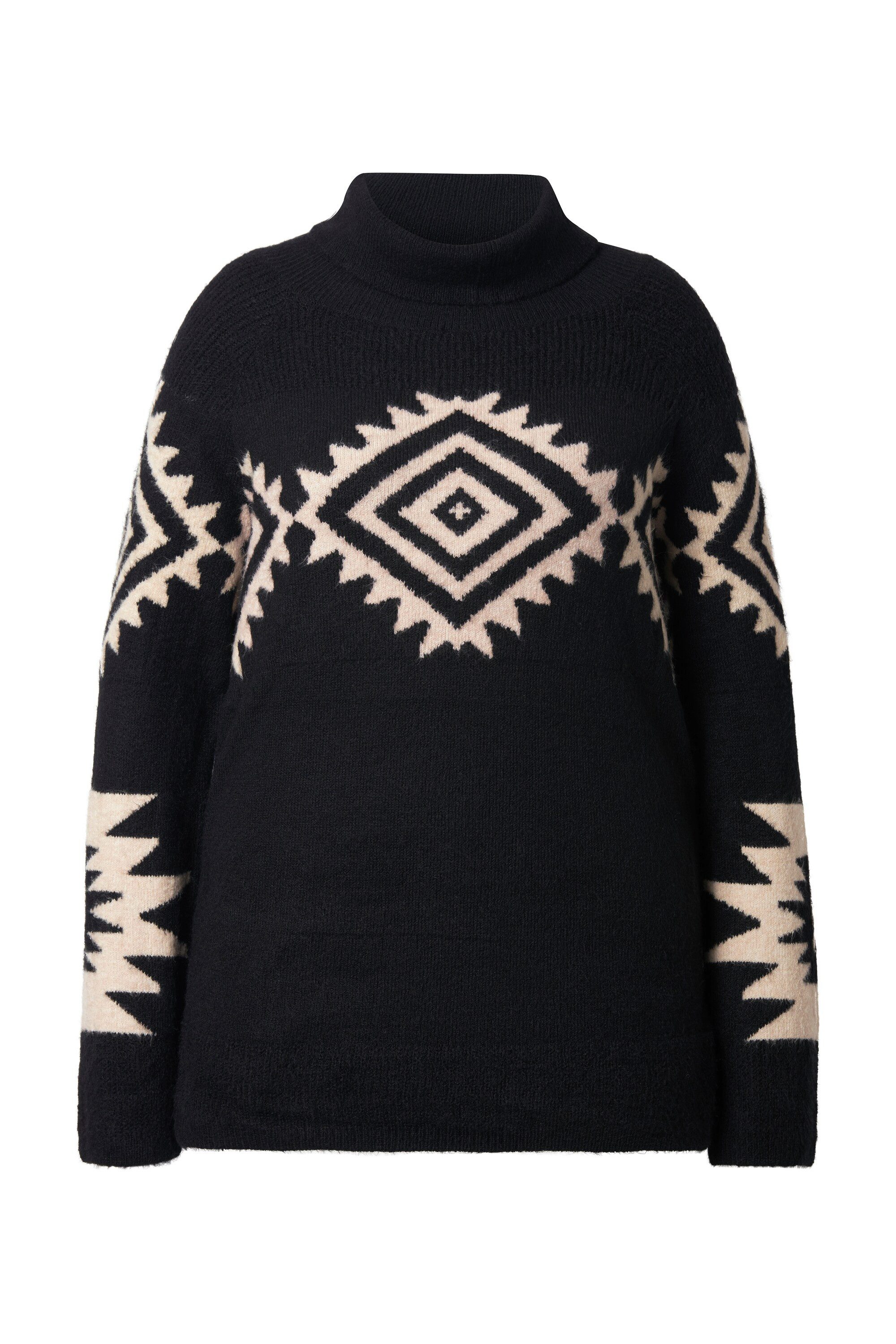 Ulla Popken Rollkragenpullover Pullover Strickmuster Rollkragen Raglan-Lang günstig online kaufen