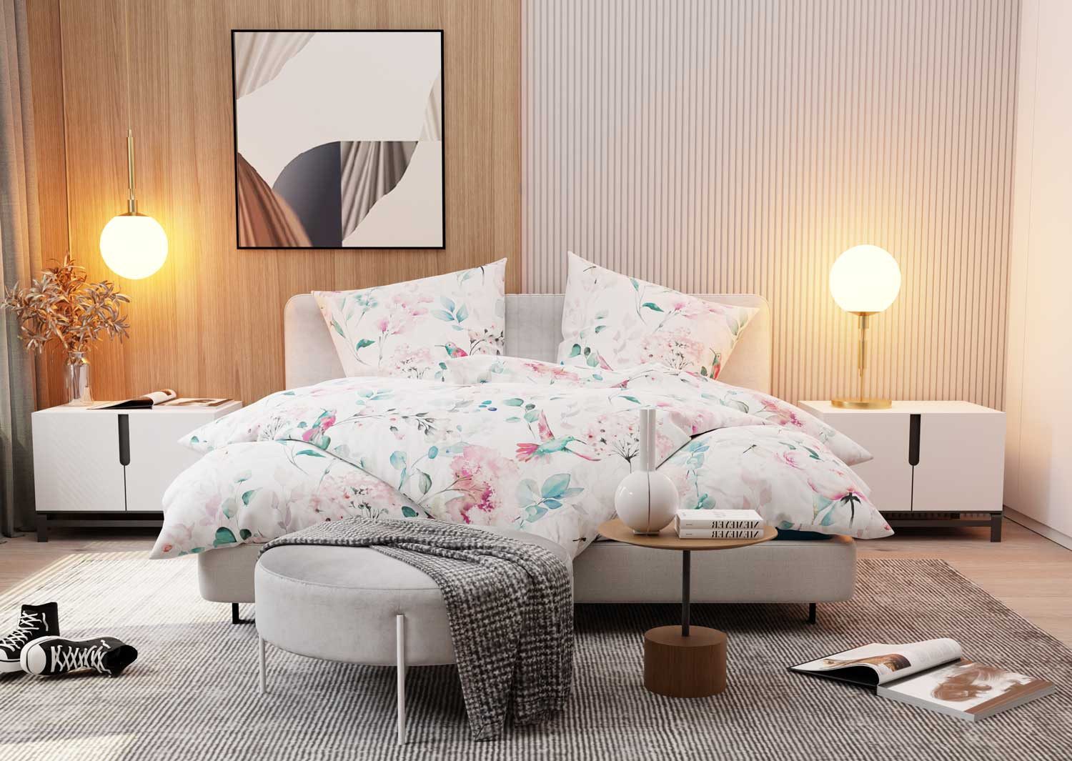 BETTWAESCHE-MIT-STIL Bettwäsche Mako Satin Bettwäsche Kolibri günstig online kaufen