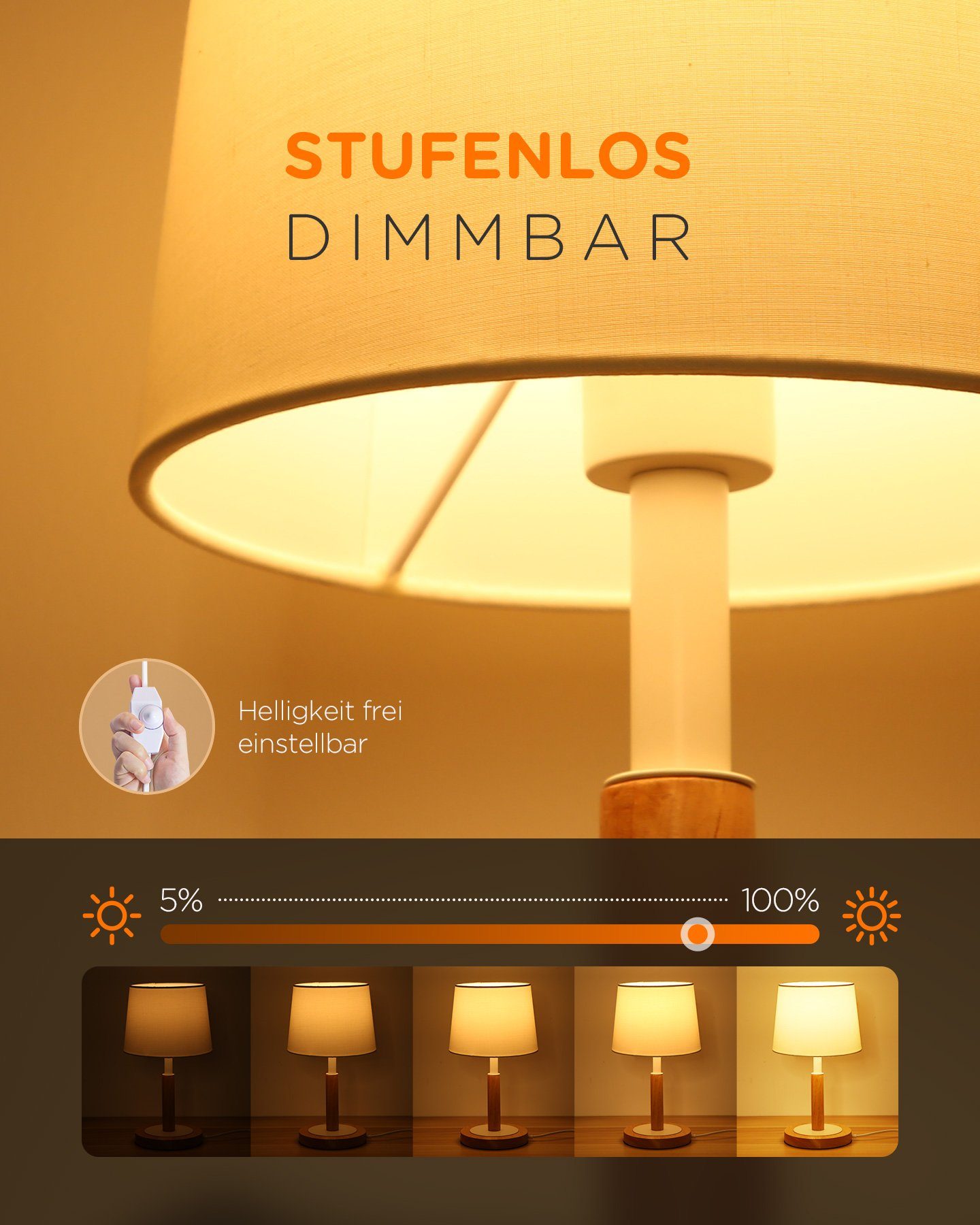 Tomons LED Tischleuchte Nachttischlampe dimmbar aus günstig online kaufen