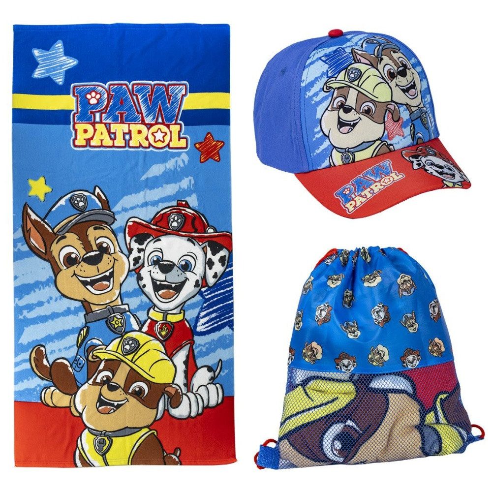 Mastoys Strandtuch Paw Patrol Handtuch-Set, Strandtuch, Mütze, Beutel: verpackt 27x23x7cm