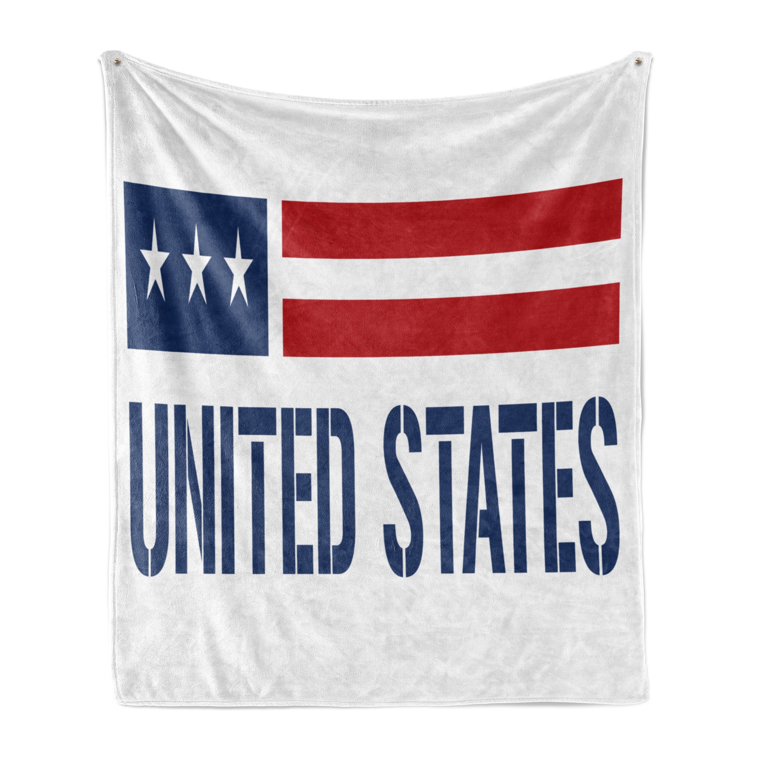 Wohndecke Gemütlicher Plüsch für den Innen- und Außenbereich, Abakuhaus, amerikanisch Flag United States Letters