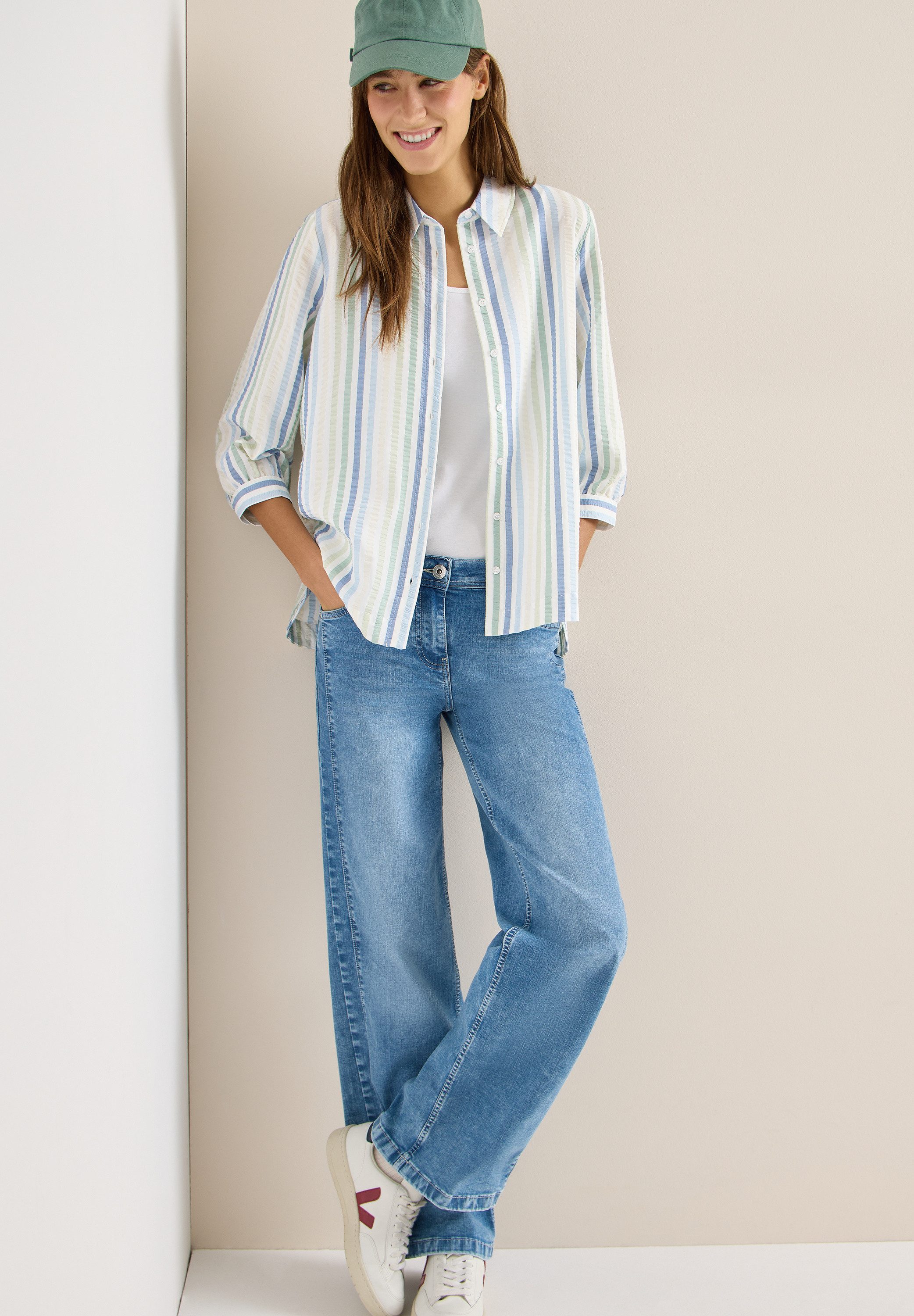 CECIL Hemdbluse im Seersucker-Style mit Streifen