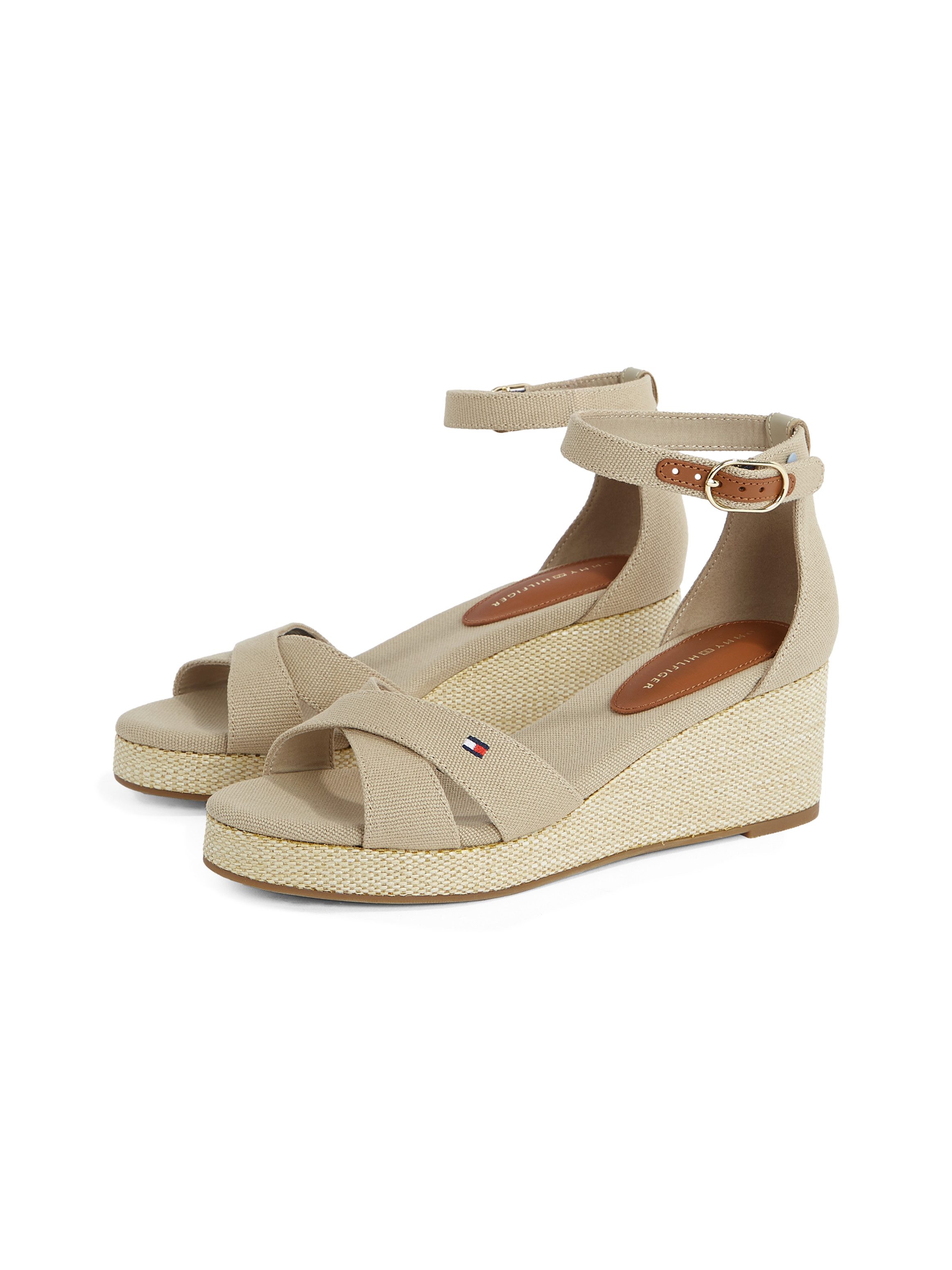 Tommy Hilfiger FLAG CRISS-CROS MID WEDGE ESPAD Keilsandalette, Riemchensandale, Sommerschuh mit verstellbarer Schnalle
