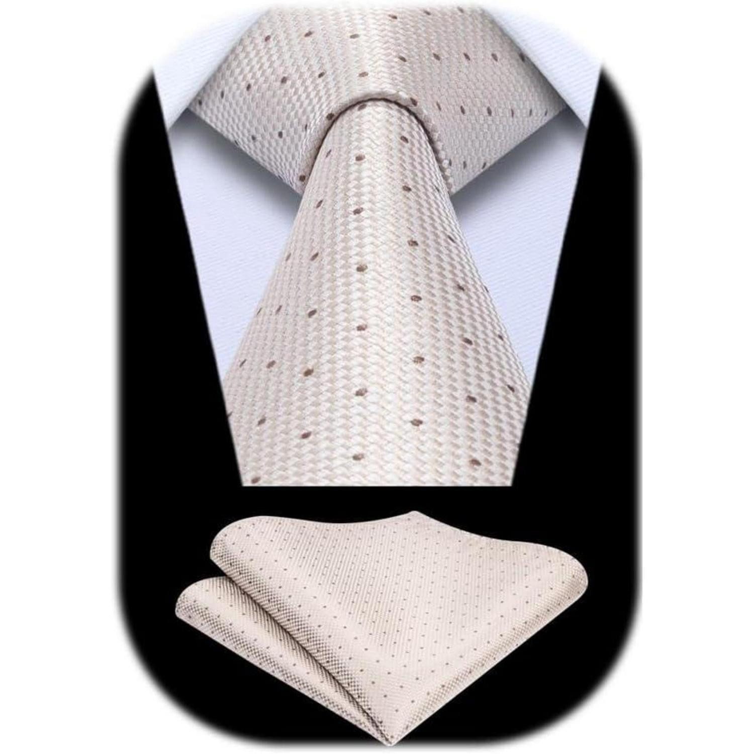LuxusKollektion Krawatte Krawatte Herren Hochzeit Plaid Einstecktuch Set Champagne