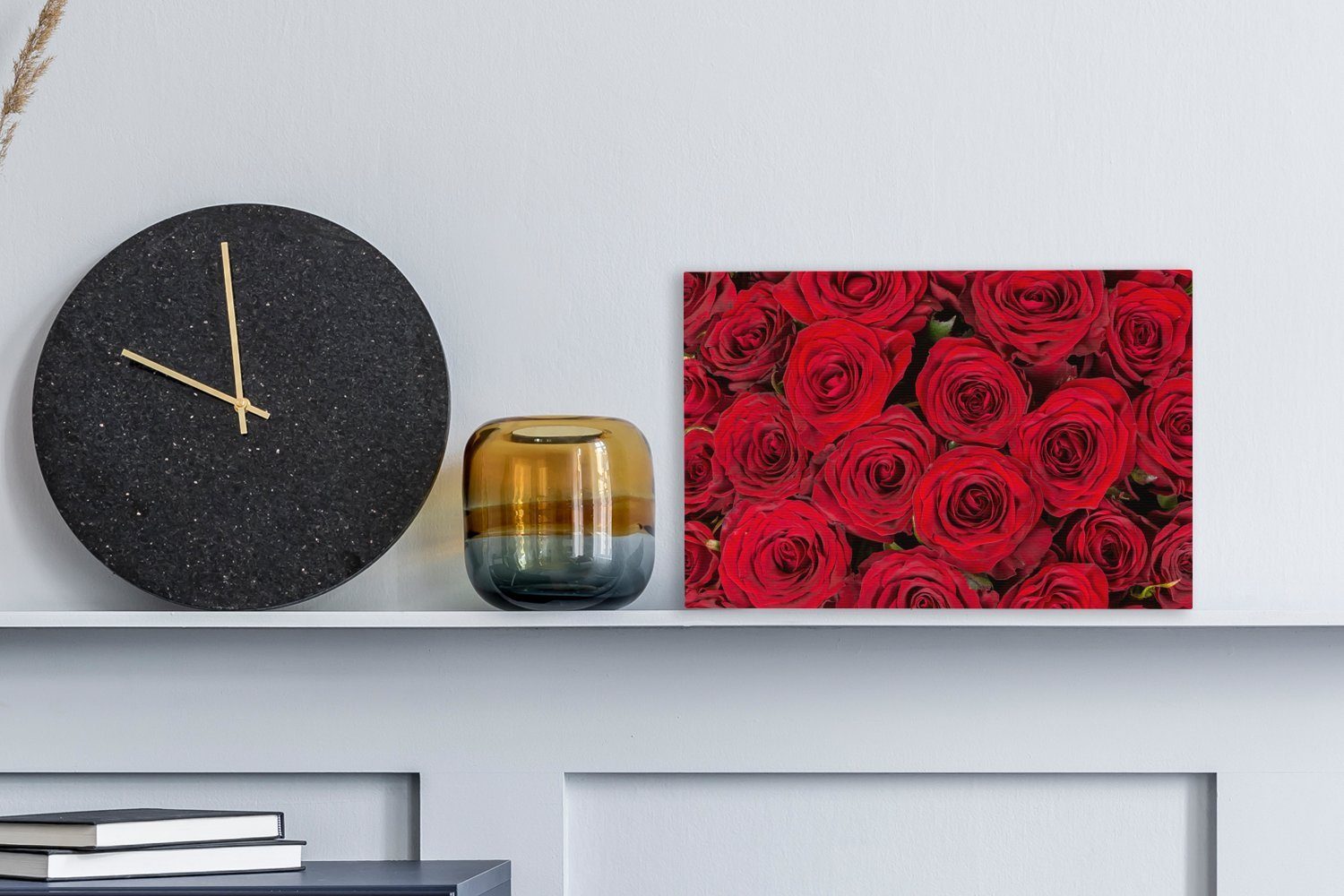 Rot Wanddeko, Leinwandbild (1 30x20 Wandbild Blumenstrauß, - Aufhängefertig, Leinwandbilder, Rosen - cm OneMillionCanvasses® St),