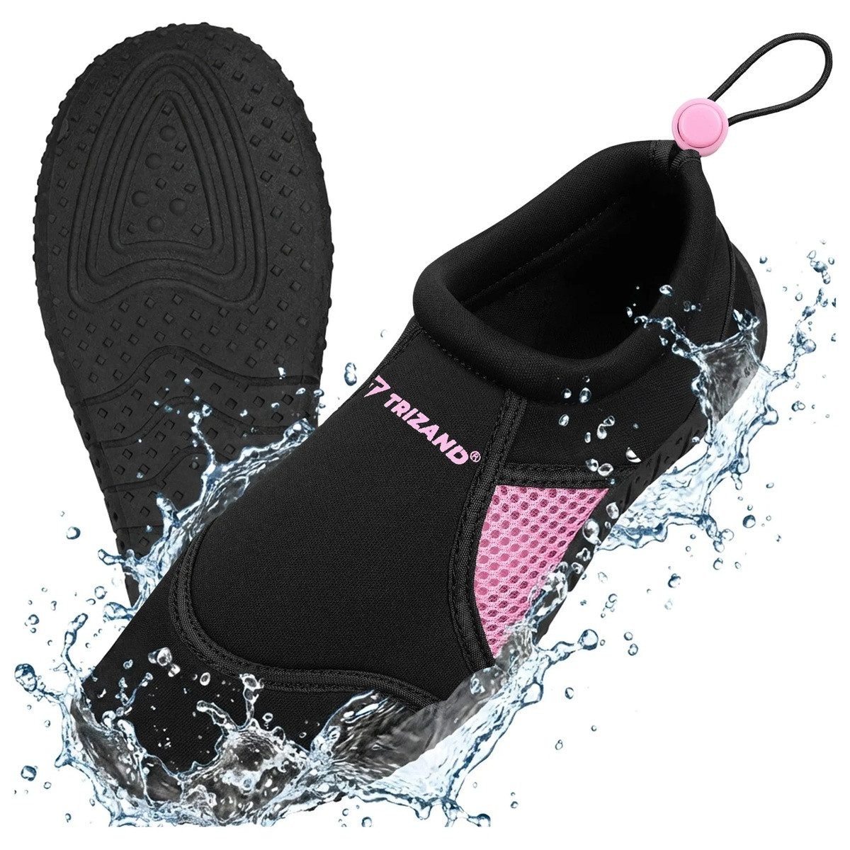 Wisam Wasserschuhe schwarz und rosa - Größe 39 5mm Trizand Wasserschuh