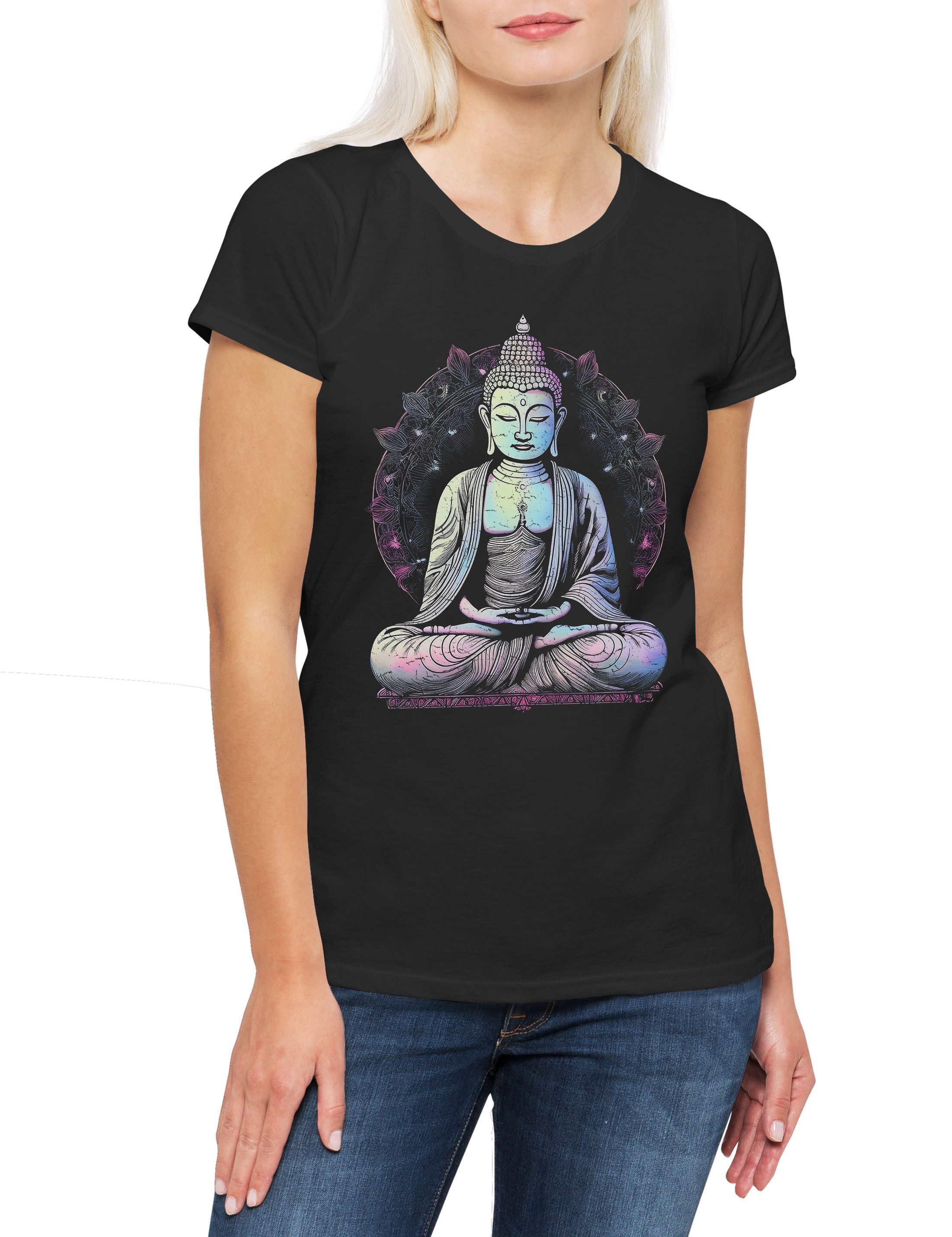Print-Shirt Thai Buddha B Damen T-Shirt Thailand Thainländisch Muay Bankog