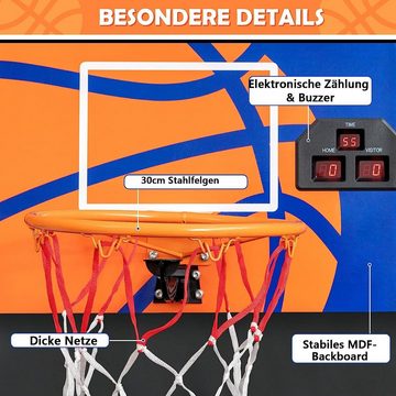 KOMFOTTEU Basketballkorb klappbares Basketball-Arcade-Spiel, 3 Basketbällen & Pumpe