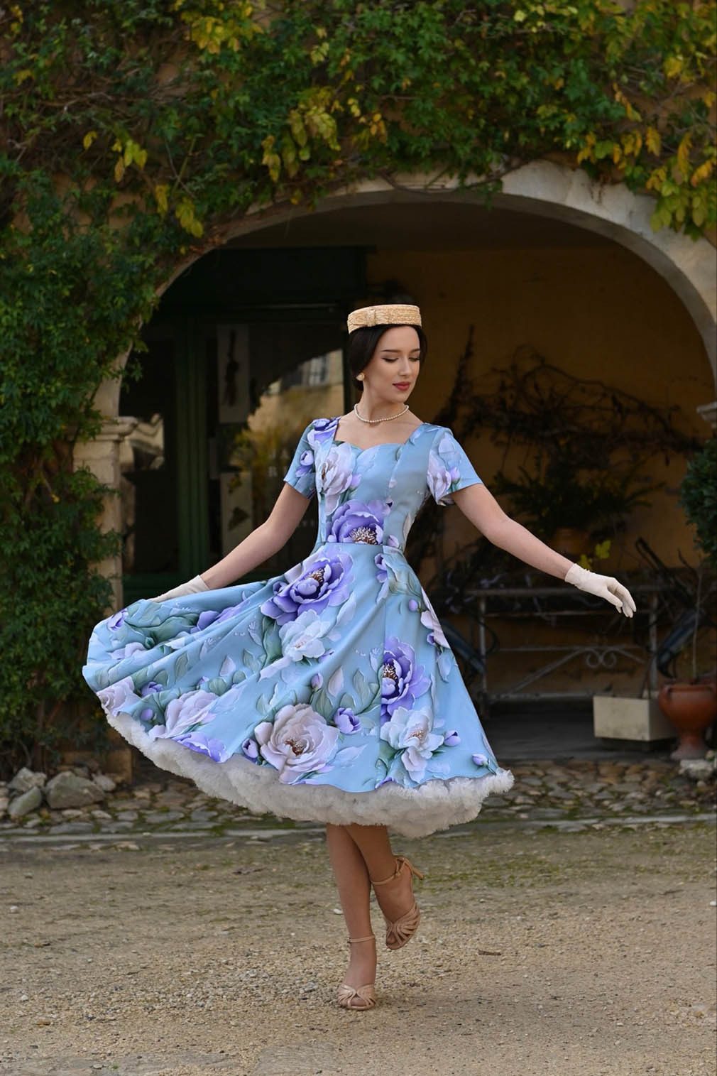 Hearts & Roses London A-Linien-Kleid Lavender Peony Floral Blumen Vintage R günstig online kaufen