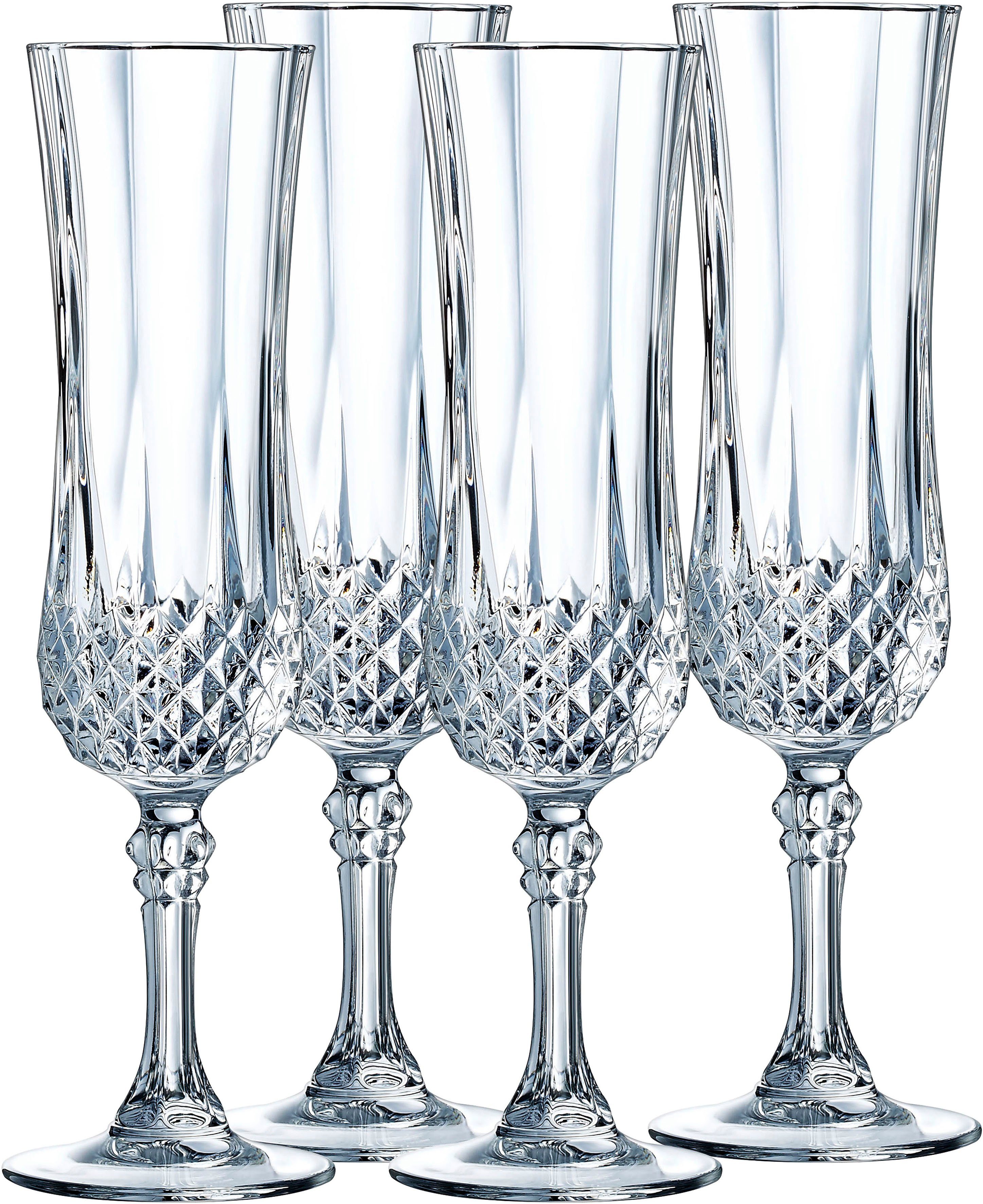 CreaTable Luminarc Sektglas Trinkglas Longchamp Eclat, Glas, Gläser Set, sehr hochwertiges Kristallinglas