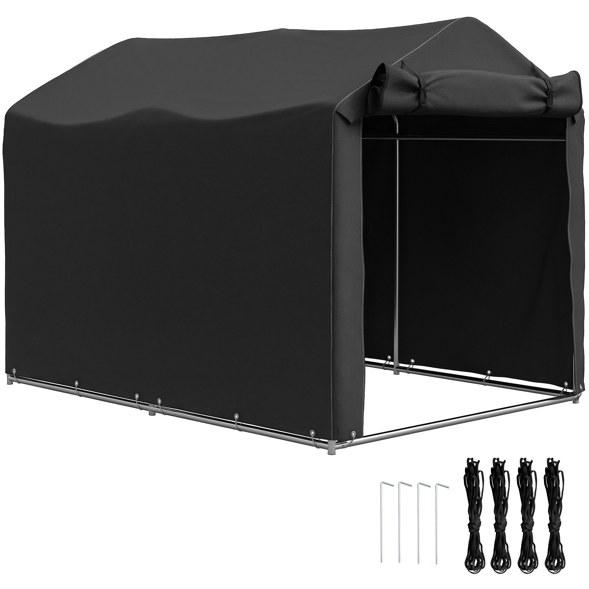 MC Star Gerätehaus Garagenzelt, wasserdicht Zeltgarage mit Tür, (UV-beständig 220 x 157 x 165 cm Schwarz)