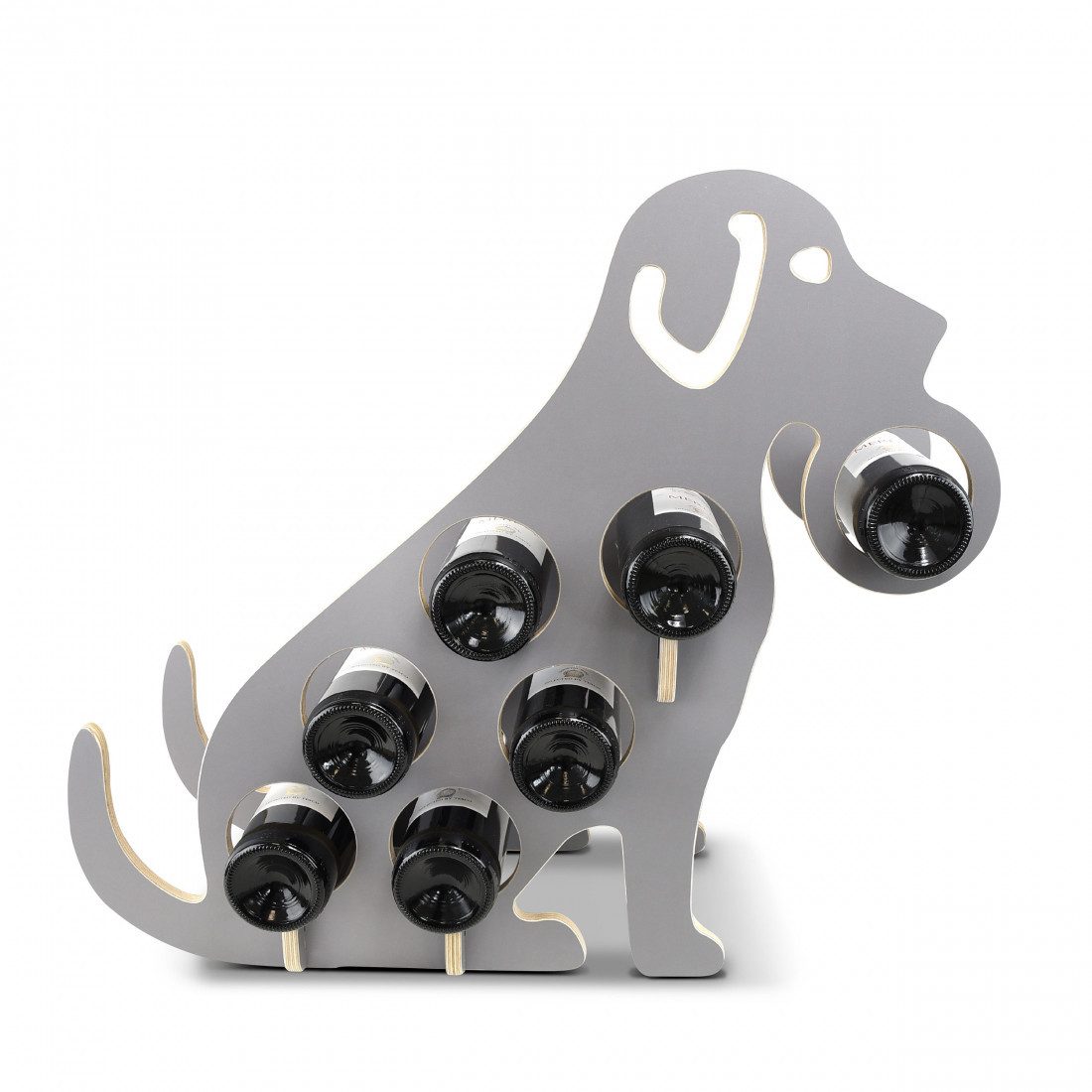 stadtecken Weinregal Holz-Dekoregal in Hundeform, Flaschenhalter, Handgefertigt, Elegantes Design