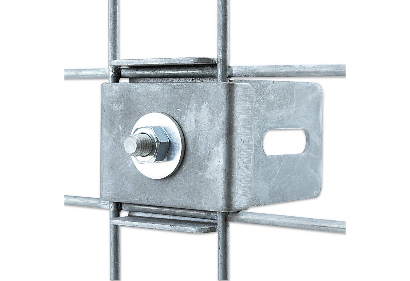 Thumbnail - Gabiona Zaunverbinderset 2er Set KLAMMER mit ZAUNHALTER 5 x 5 Zaun-Halter Gabione, Aluminium, (2er Set KLAMMER mit ZAUNH...