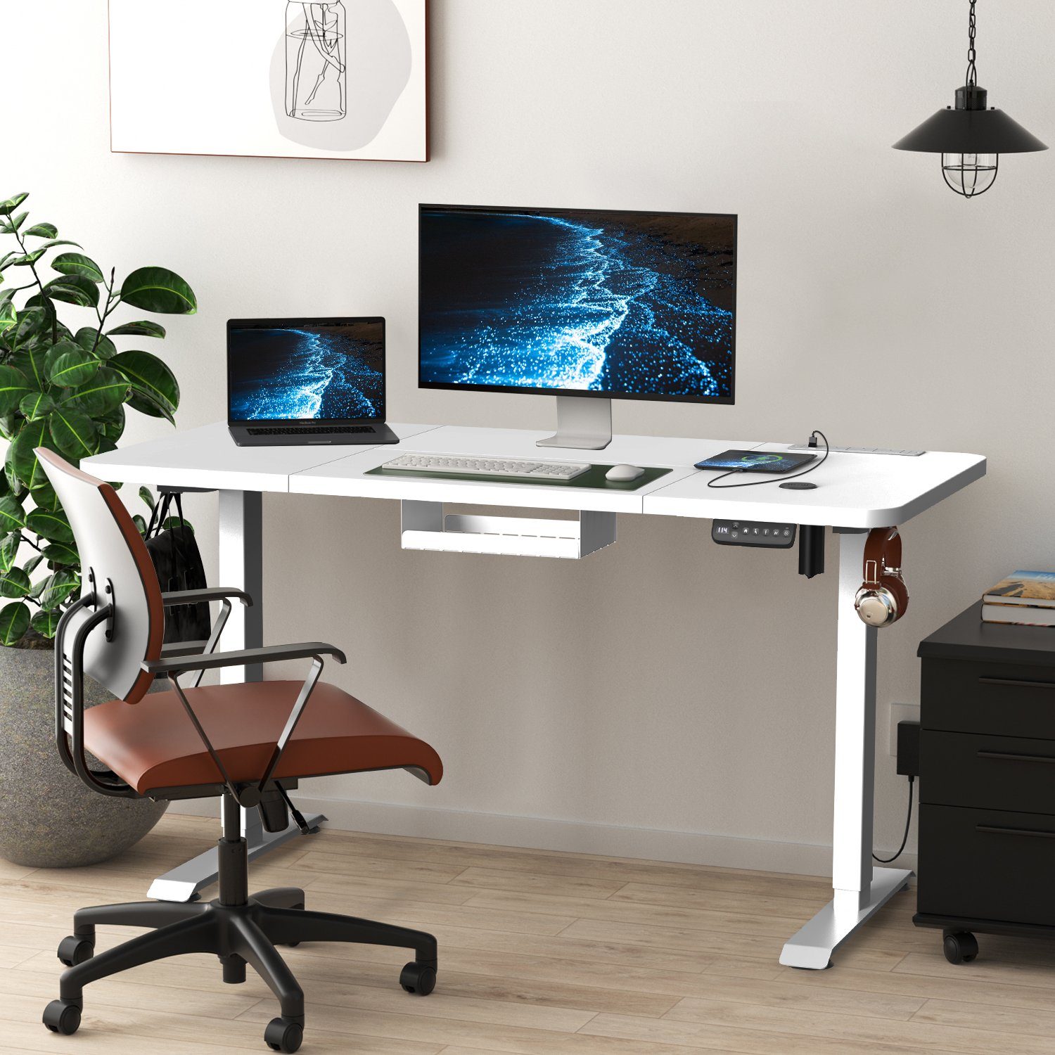 Kabelloses Steckdose Felsplatten mit Ladepad Graue Schreibtisch USB und HOMALL Schreibtisch
