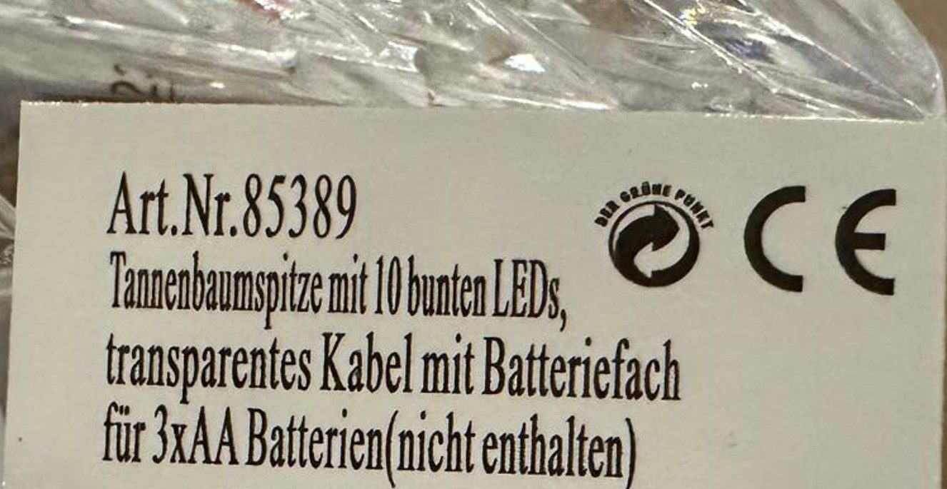 DEGAMO Christbaumspitze Stern 24cm Multicolor (1-tlg), 24cm, 10 LED mehrfarbig, Batteriebetrieb – Bild 4 von 4