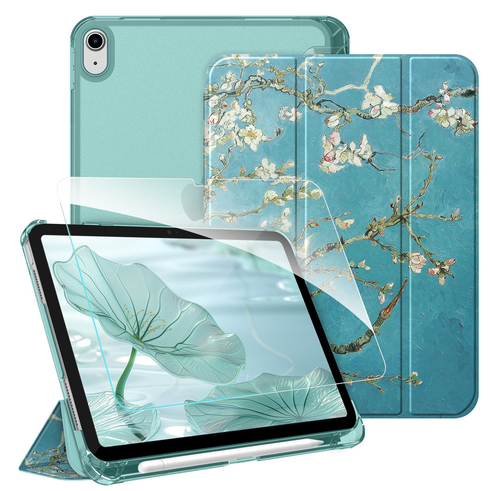 Fintie Tablet-Hülle für iPad 11 Generation 11'' 2025 (A16), iPad 10 Generation 10.9'' 2022, mit Schutzfolie-ultradünne transparente Rückseite Case mit Stifthalter