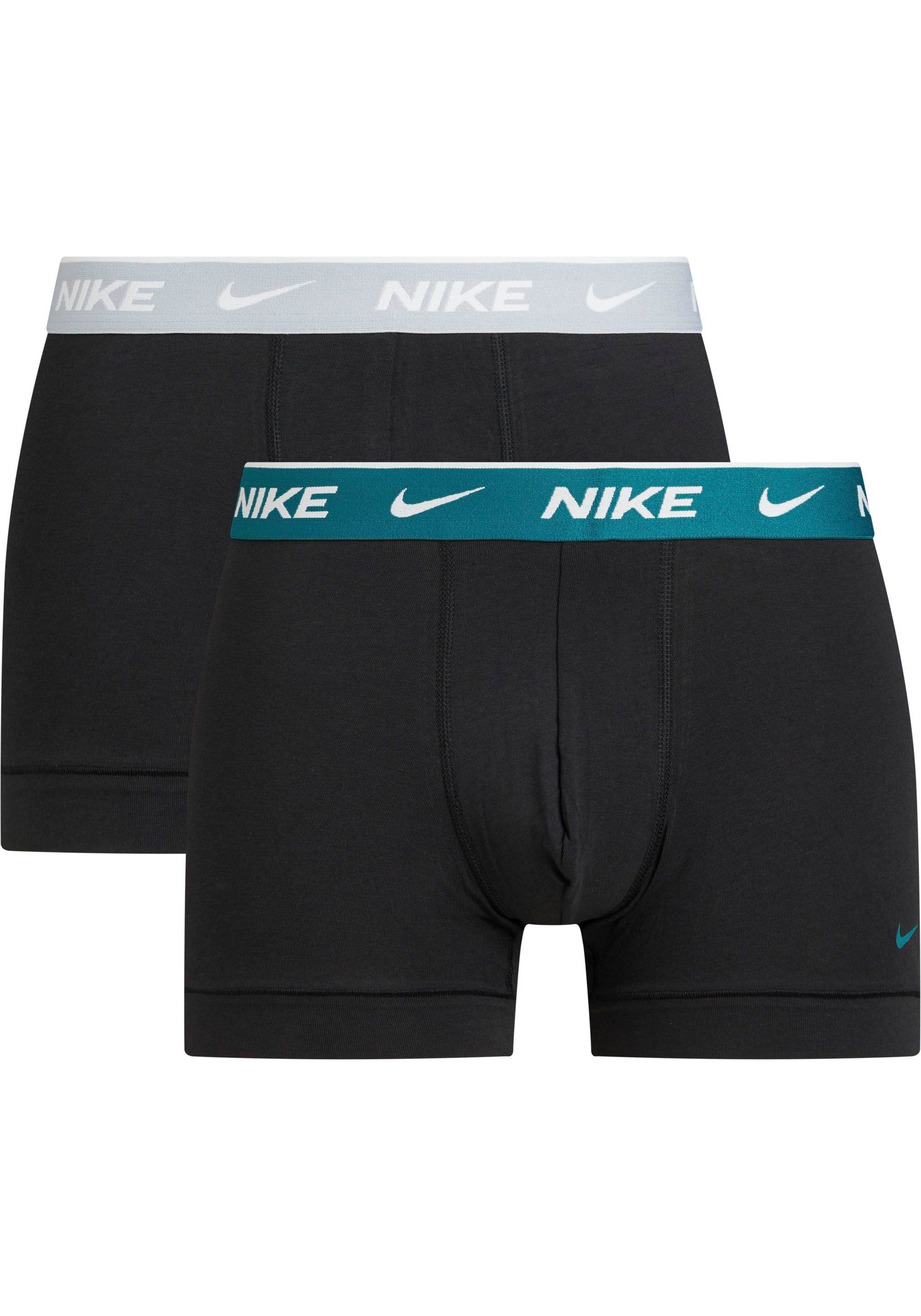 NIKE Underwear Trunk TRUNK 2PK (Packung, 2er-Pack) mit NIKE Logo-Elastikbund (2 Stück) BLACK/_WOLF_GREY_WB/_GEODE_TEAL_WB