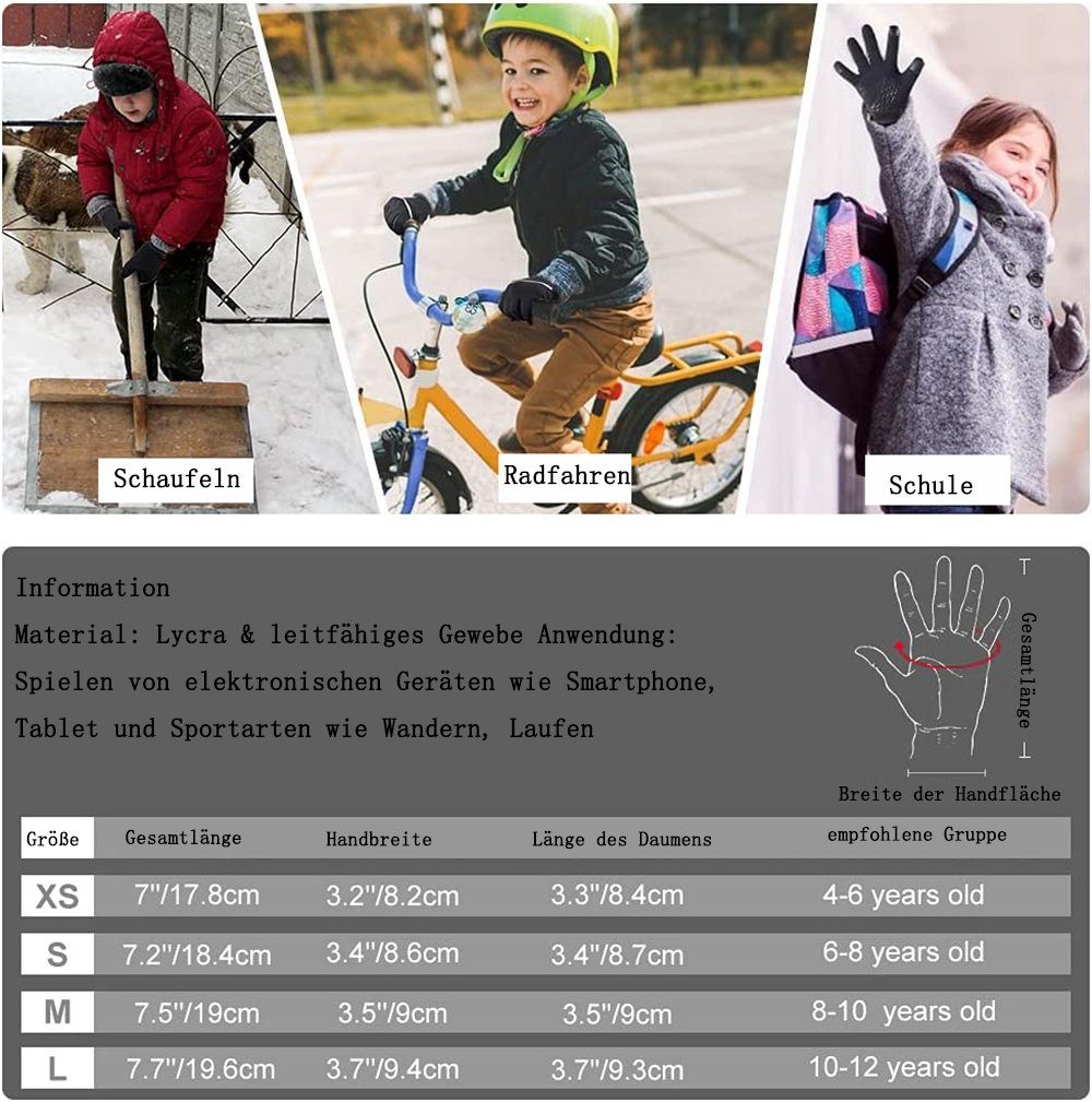 GelldG Fahrradhandschuhe Kinder -Kids Handschuhe Sport Outdoor Winterhandschuhe Warme