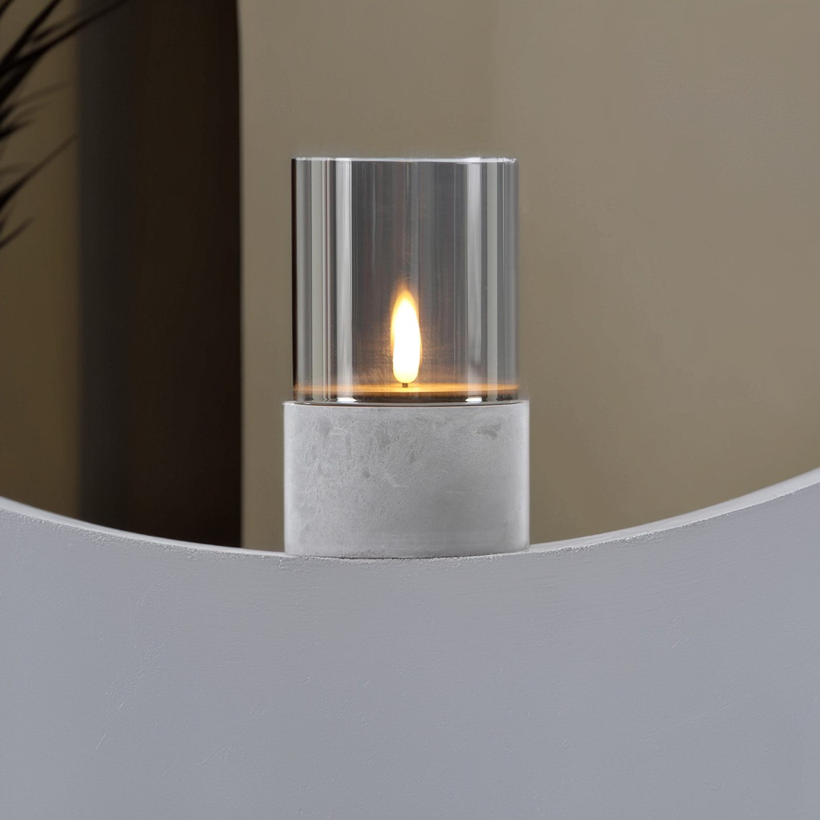 Marrakesch Orient & Mediterran Interior LED-Kerze Windlichter Kalio im Modern-Design, aus Glas, 2er-Set, in Grau 15,5 cm, Handarbeit – Bild 5 von 5