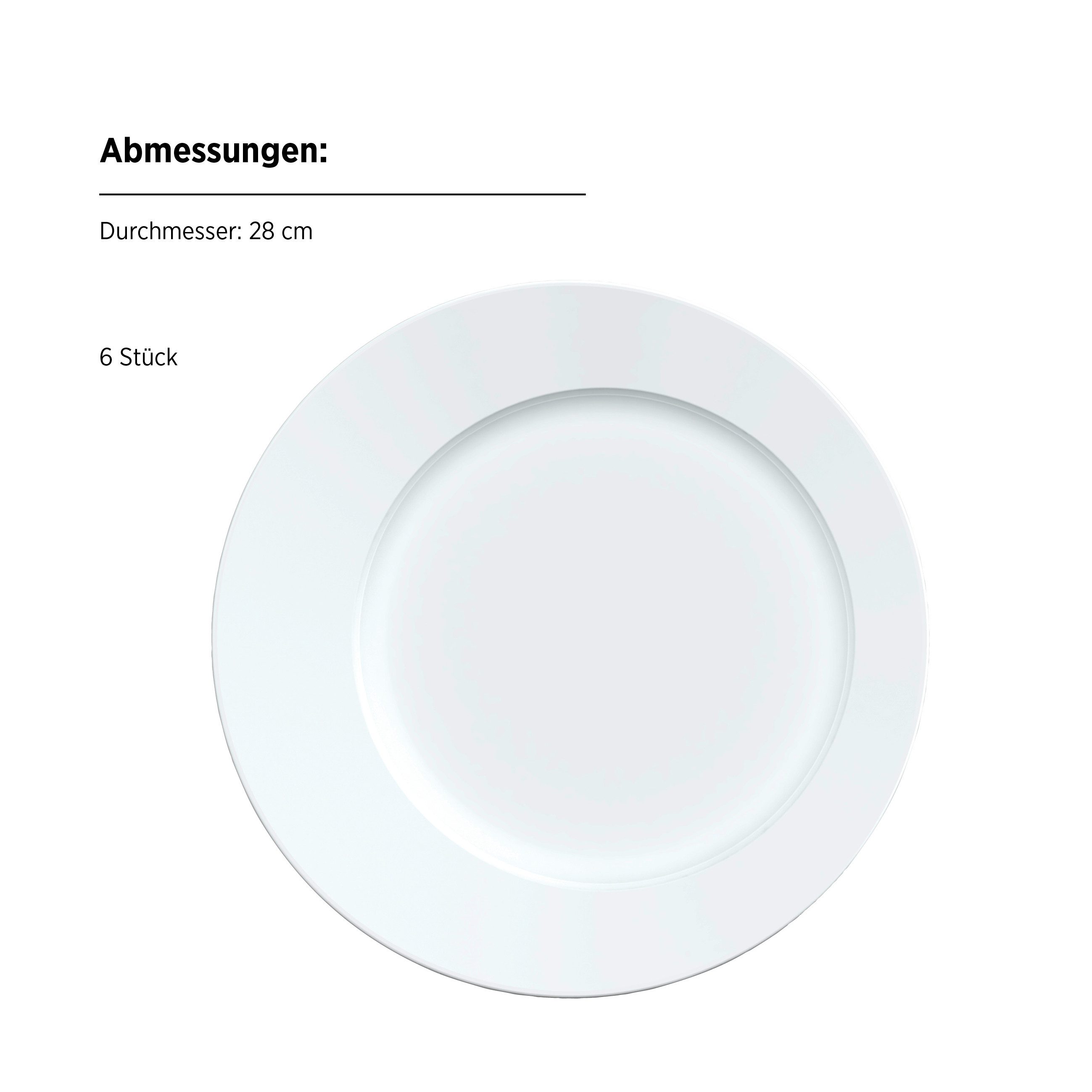 MÄSER Teller-Set Eclipse (6-tlg), 6 Personen, Porzellan