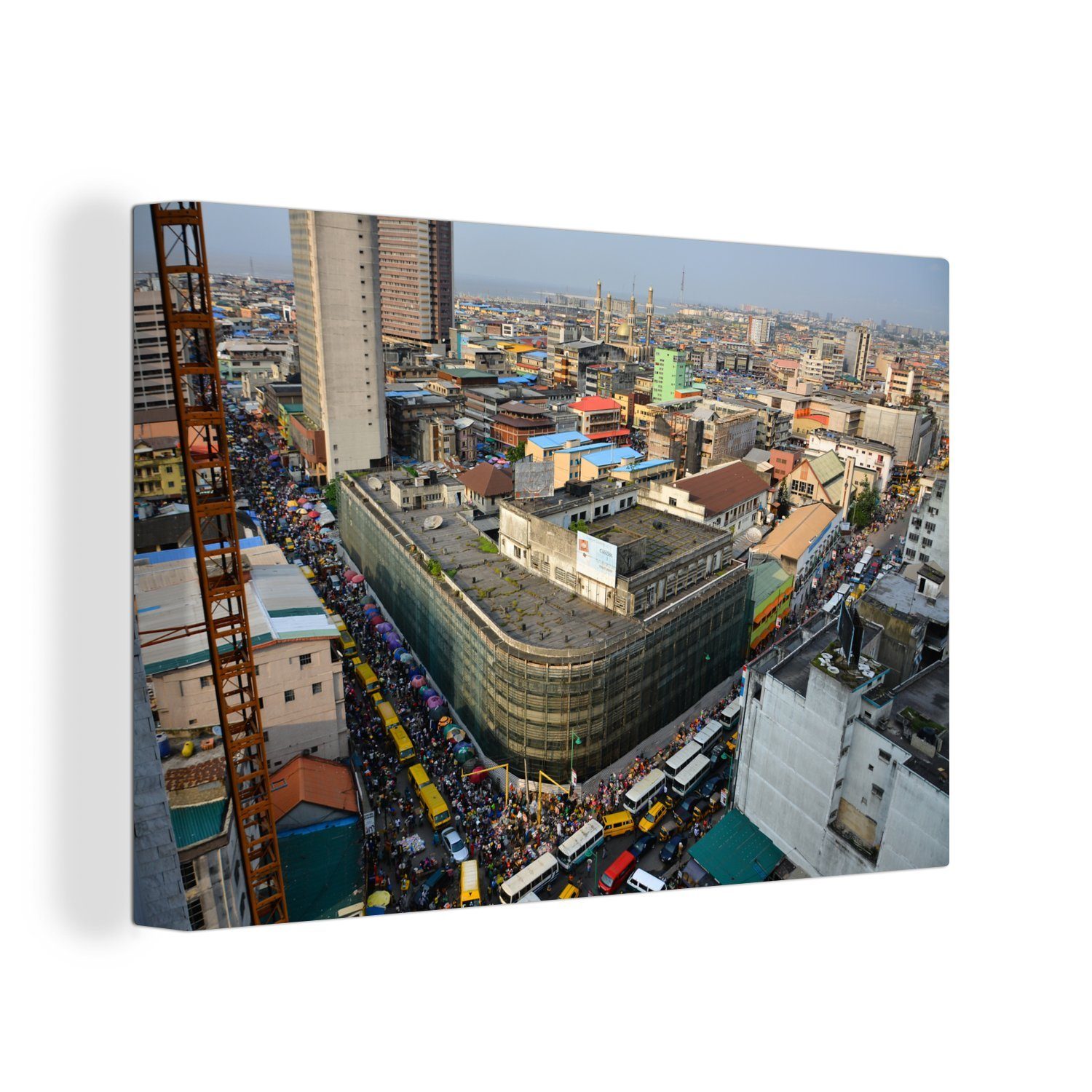 OneMillionCanvasses® Leinwandbild Lagos - Stadt - Straße, (1 St), Wandbild Leinwandbilder, Aufhängefertig, Wanddeko, 30x20 cm