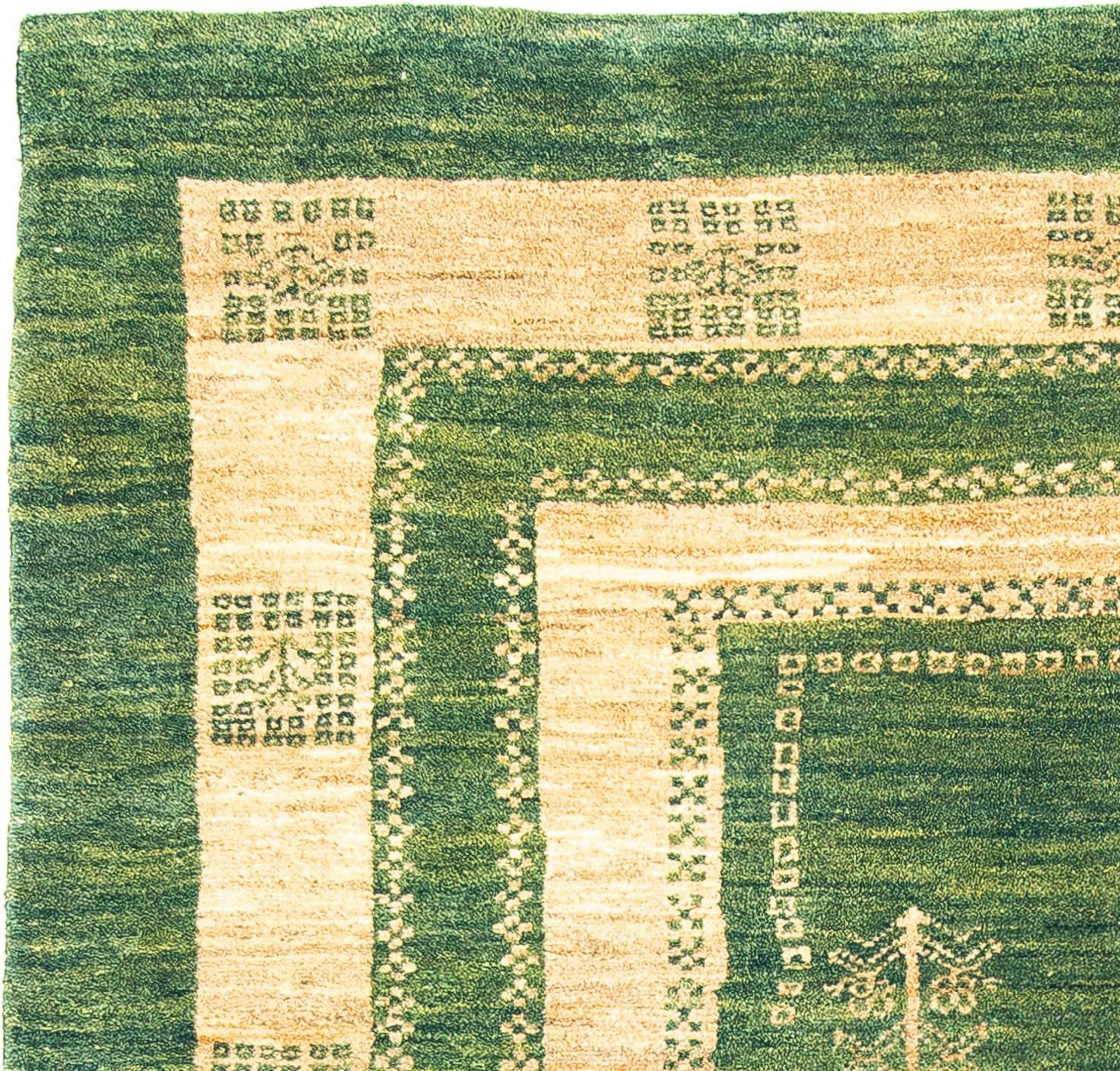 grün, morgenland, Perser 18 151 - - Wollteppich rechteckig, Zertifikat mit mm, cm x Höhe: Handgeknüpft, Gabbeh Einzelstück - Wohnzimmer, 188