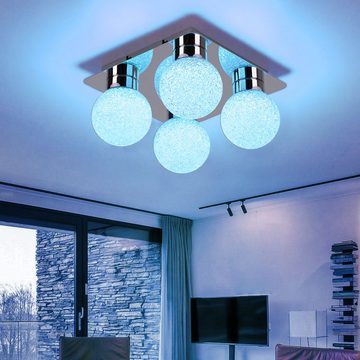 etc-shop LED Deckenleuchte, LED-Leuchtmittel fest verbaut, Warmweiß, Farbwechsel, RGB LED Decken Strahler Kugel Leuchte Fernbedienung Wohn Zimmer Lampe