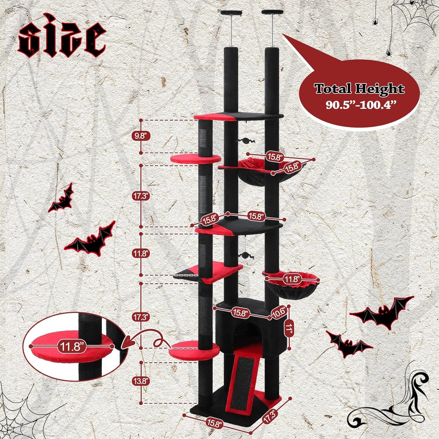 Purpurra Kratzbaum Höhenverstellbar mit Blättern/Champignon, Hängematte, 13 günstig online kaufen