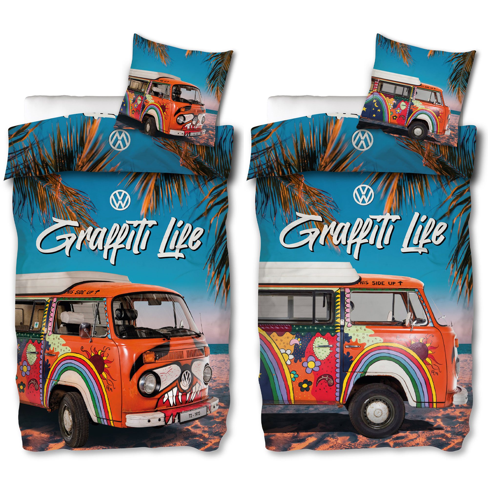 BERONAGE Wendebettwäsche VW Volkswagen Bulli Graffiti günstig online kaufen