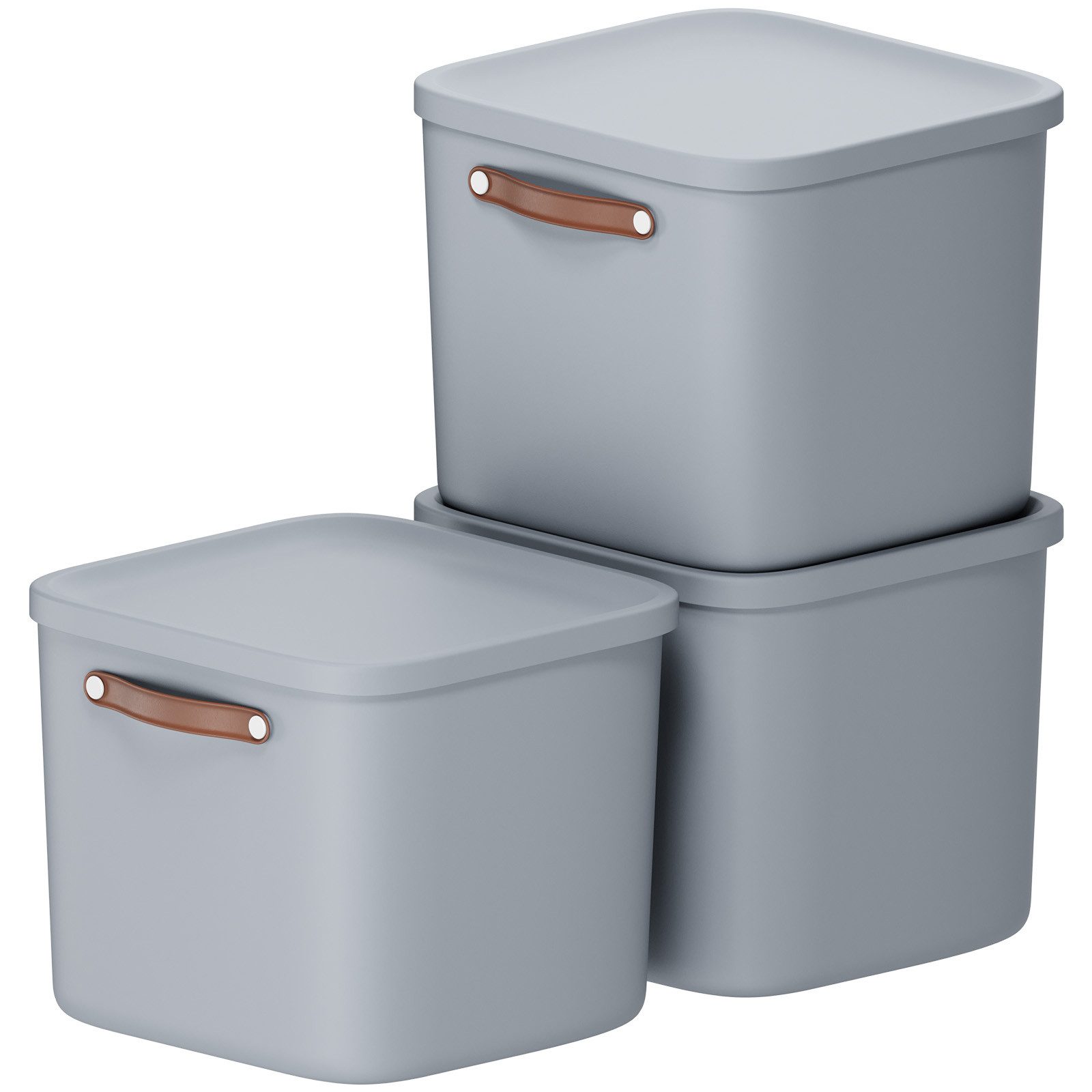 Stapelbox 3er-Set Kiste mit Deckel Maloja 40l