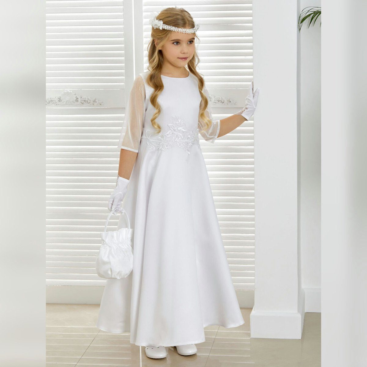 Dalary Dalary Kommunionkleid Blumenmädchenkleid DK-305 Weiß Partykleid