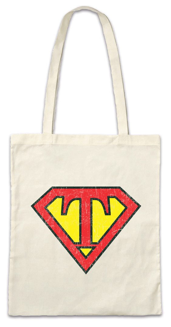 Beuteltasche Super T Stofftasche Buchstabe Initialen Vorname Nachname Man Fasching