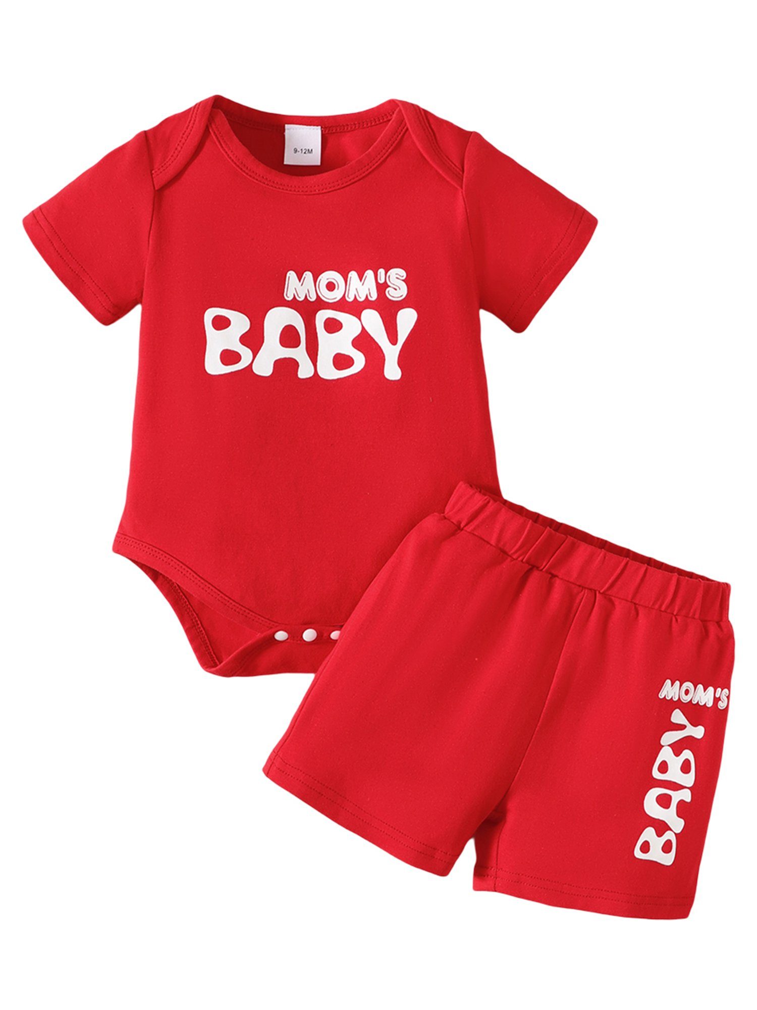Shorts Sommerlicher Baby-Strampler Shirt Baumwolle 2-tlg) Rot LAPA (Set, Shorts aus und &