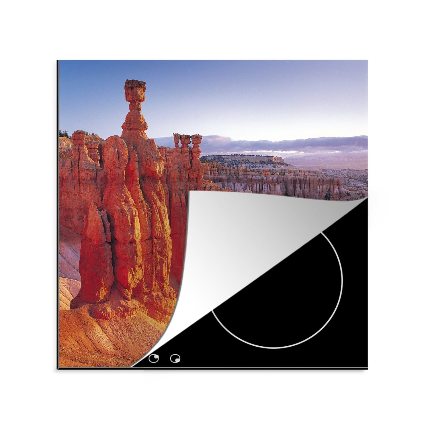 MuchoWow Herdblende-/Abdeckplatte Rosa und orangefarbene Felsen im US-Nationalpark Bryce Canyon, Vinyl, (1 tlg), 78x78 cm, Ceranfeldabdeckung, Arbeitsplatte für küche