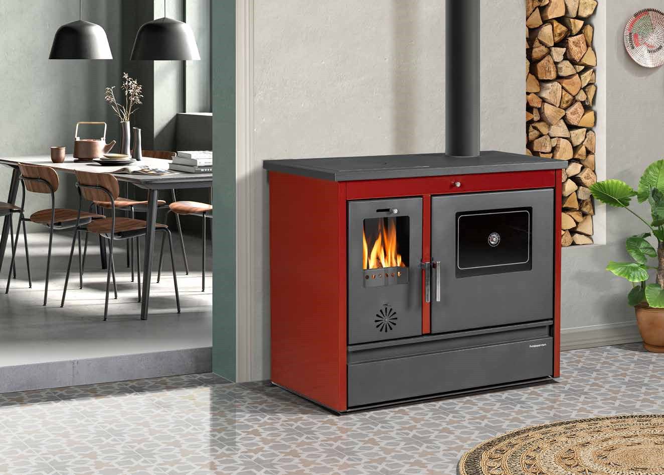 Hosseven Kaminofen 4050 Lotus Classic, 11,16 kW, Küchenofen, Holzofen, Kaminofen, Holzkamin, Schwedenofen, Einzelbelegung