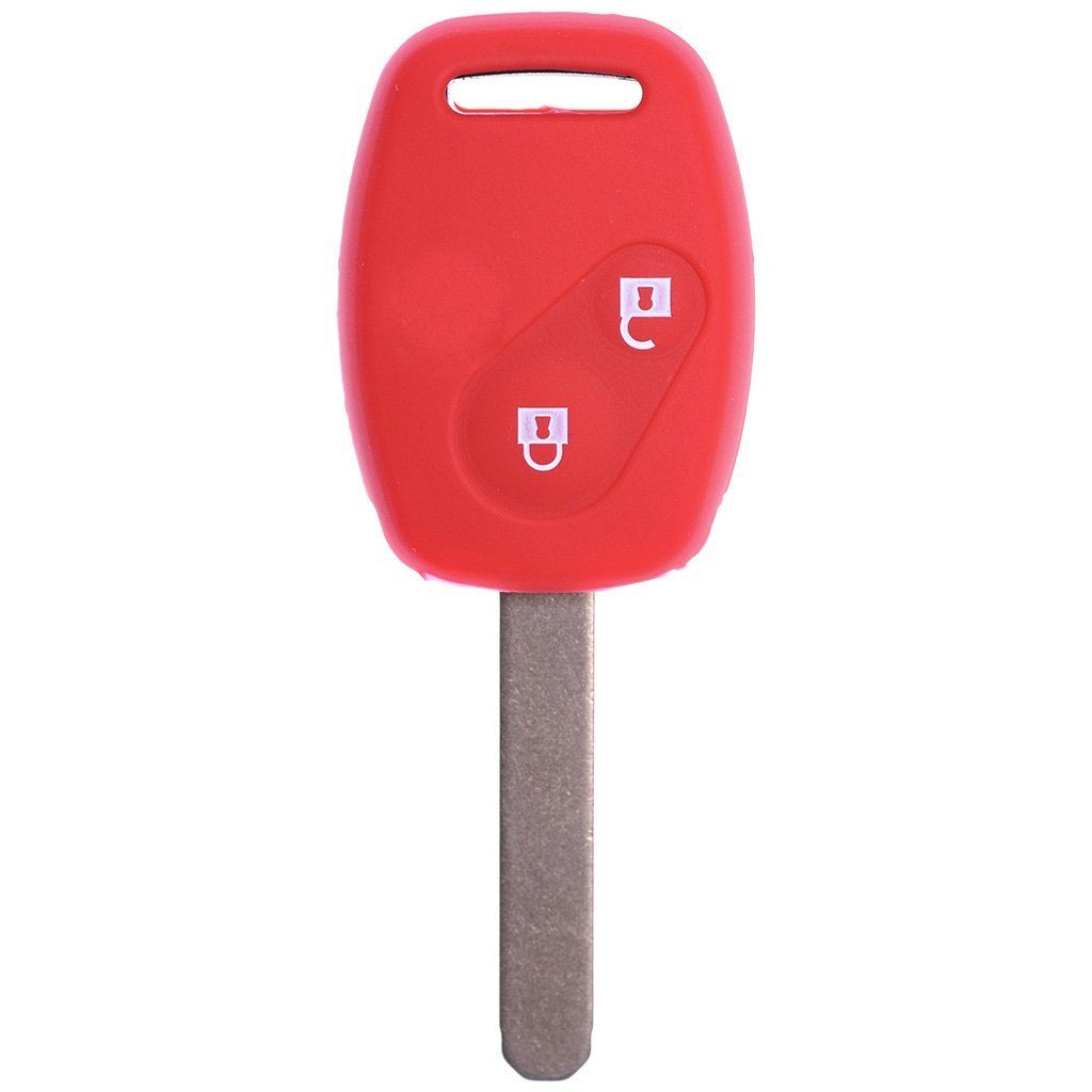 mt-key Schlüsseltasche Autoschlüssel Softcase Silikon Schutzhülle Rot, für Honda Accord Civic Jazz FR-V CR-V 2 Tasten Funk Fernbedienung