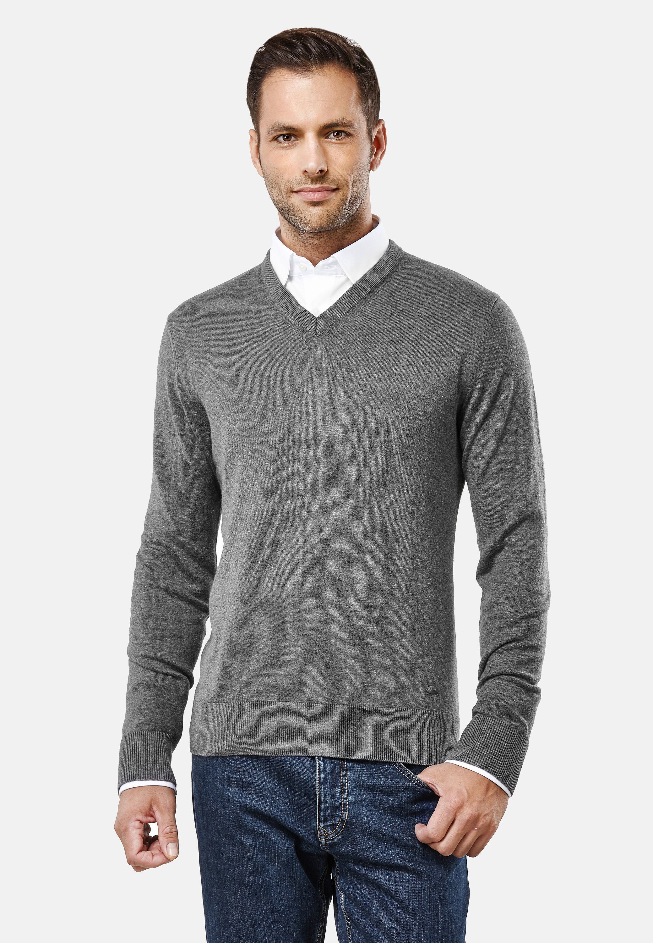 Vincenzo Boretti V-Ausschnitt-Pullover tailliert V Neck günstig online kaufen