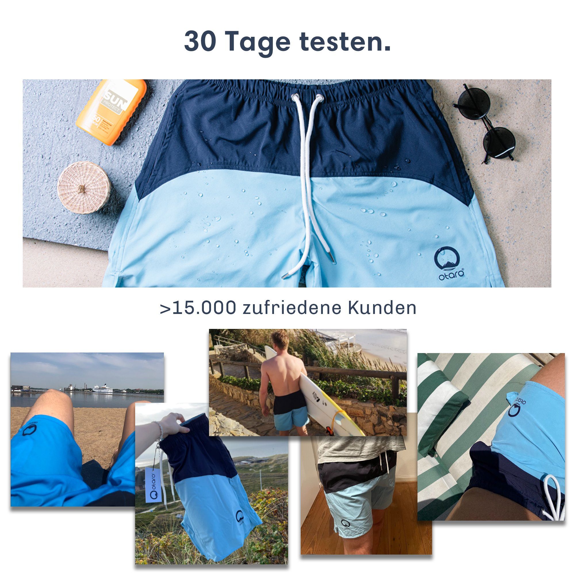 Otaro Badeshorts für Herren schnelltrocknend und super bequem (macht alle sportlichen Aktivitäten mit, in edler Geschenkbox) Besonders für den Pool und das Meer geeignet