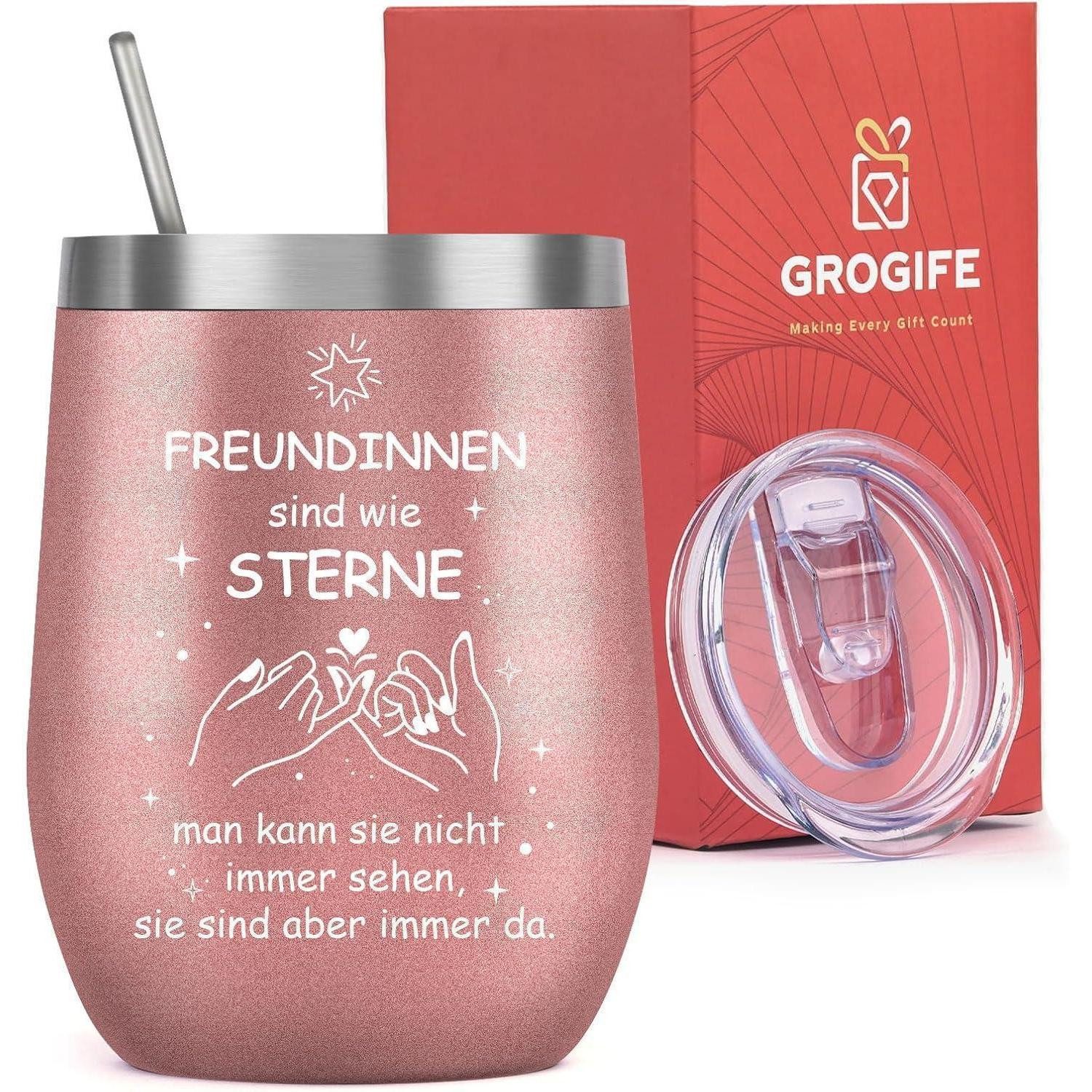 Grogife Coffee-to-go-Becher Weihnachtsgeschenke Freundin 350ml Edelstahl Kaffeebecher to go