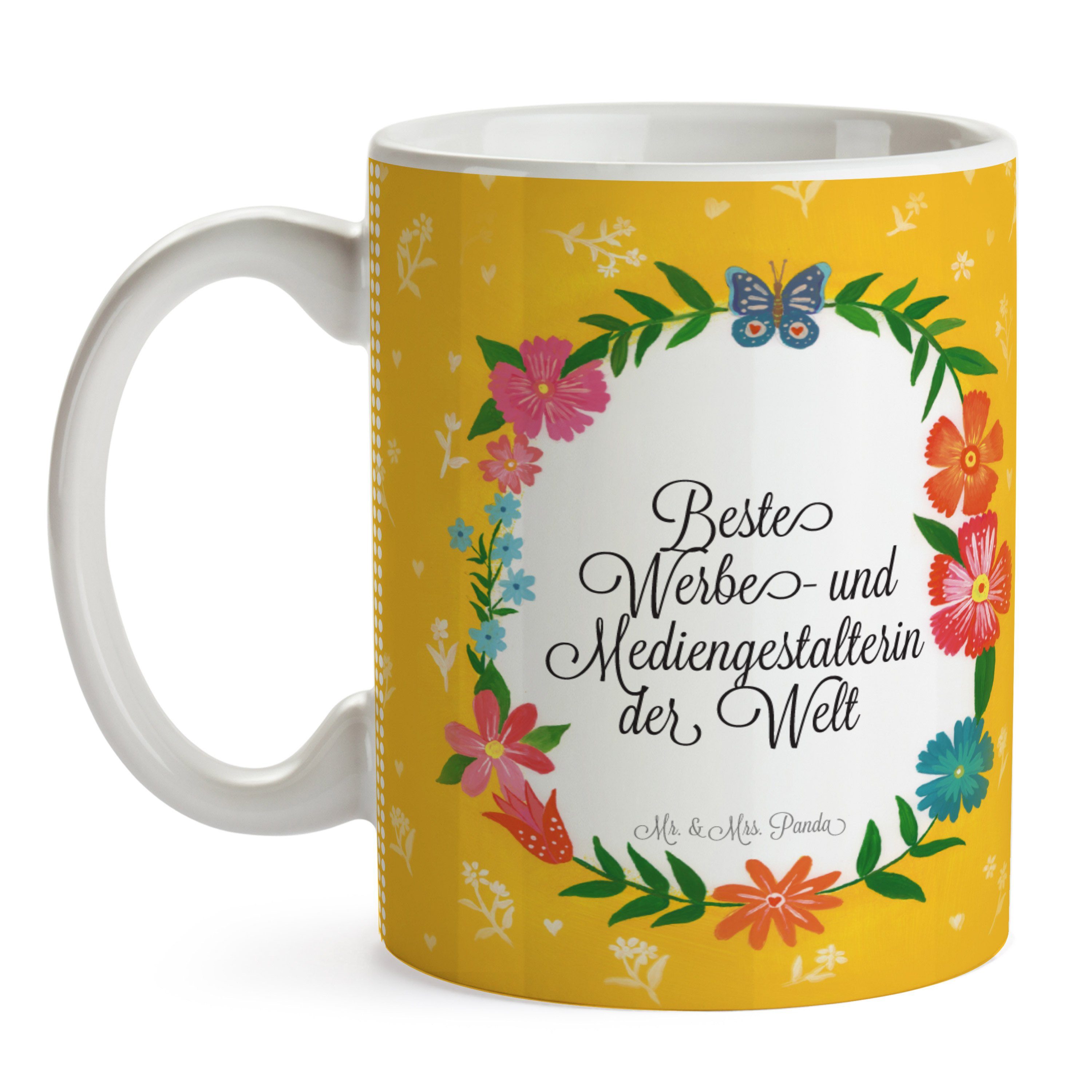 Teebec, Tasse Werbe- Geschenk, Panda Mediengestalterin Mr. Mrs. Keramik Kaffeetasse, & und Studium, -