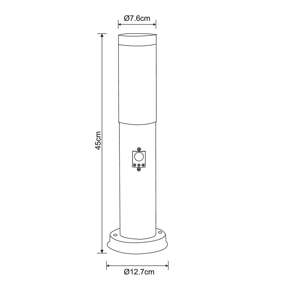 Silber Außen-Stehlampe, Sockelleuchte LED Leuchtmittel Bewegungsmelder Warmweiß, inklusive, Pollerleuchte mit etc-shop LED Außen Standleuchte