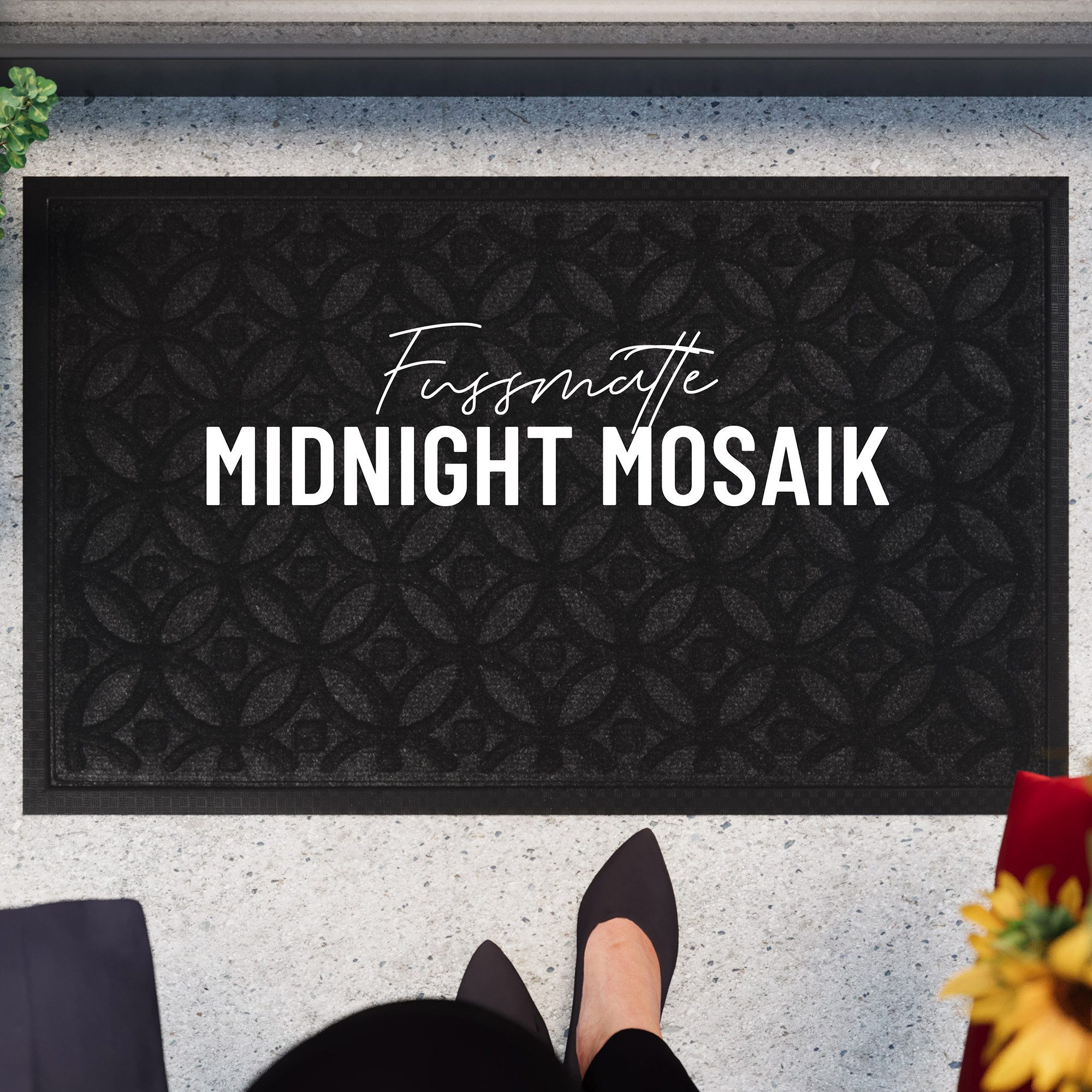 Wecon home Fußmatte Midnight Mosaic, rechteckig, Höhe: 4 mm, pflegeleicht, rutschfest, Ornamente, Innen & Außen, Schmutzfangmatte – Bild 2 von 5