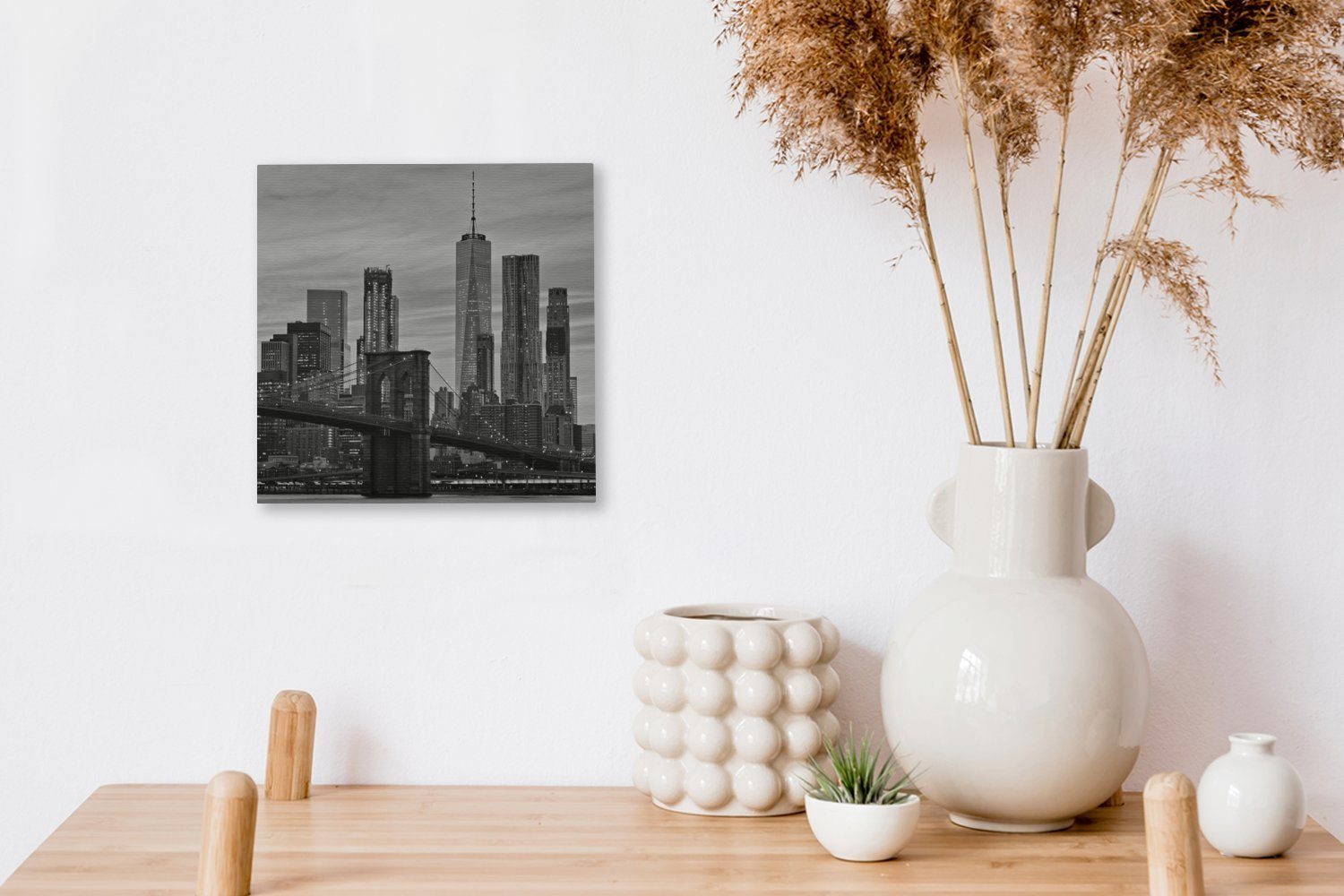 Skyline, St), Wohnzimmer (1 Leinwandbild - Center Trade - Bilder Schwarz OneMillionCanvasses® für Weiß - Schlafzimmer World Leinwand