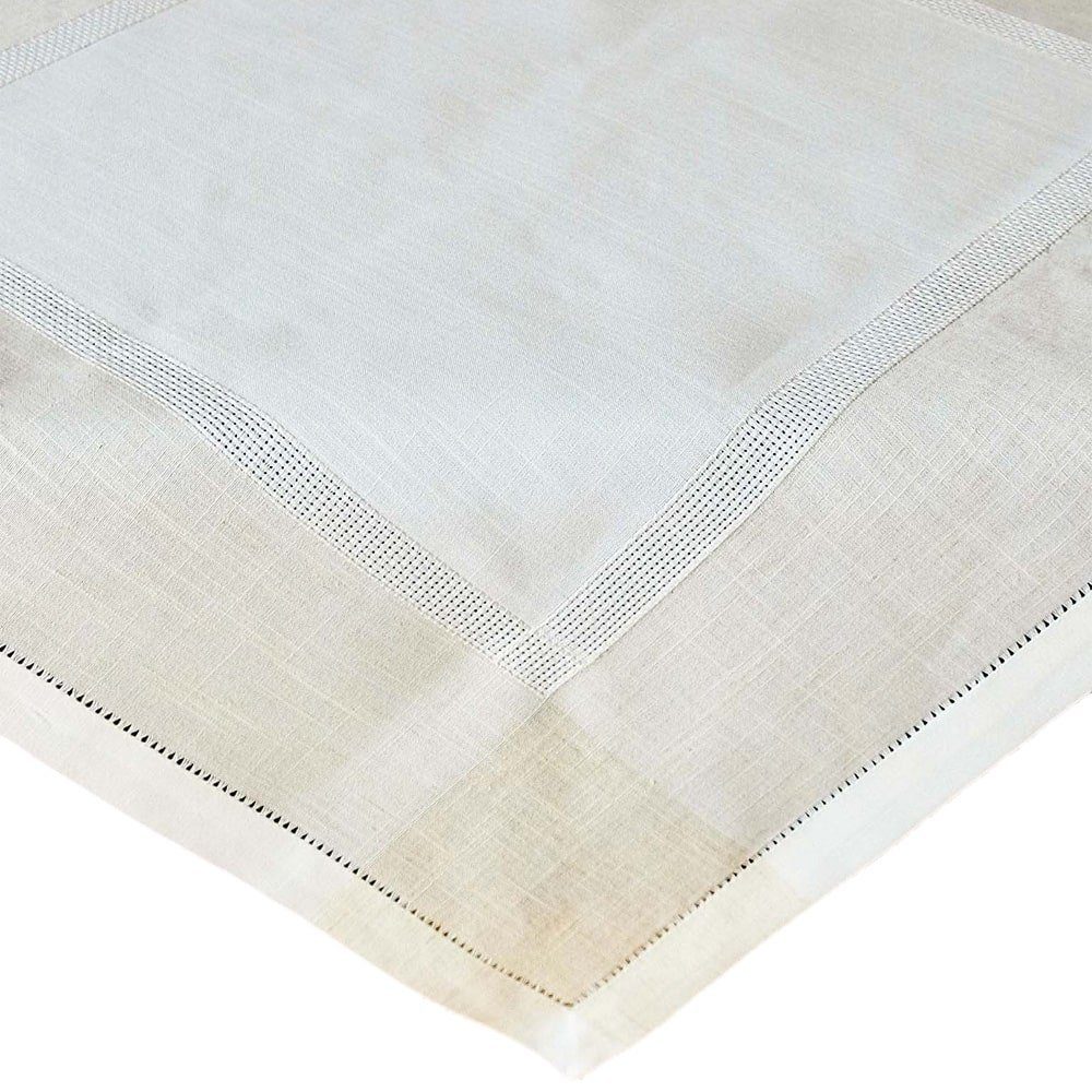 matches21 HOME & HOBBY Tischdecke Tischdecke ALMA Leinenoptik mit Hohlsaum Polyester beige 85 x 85 cm (1-tlg), Pflegeleicht & waschbar bei 30 °C