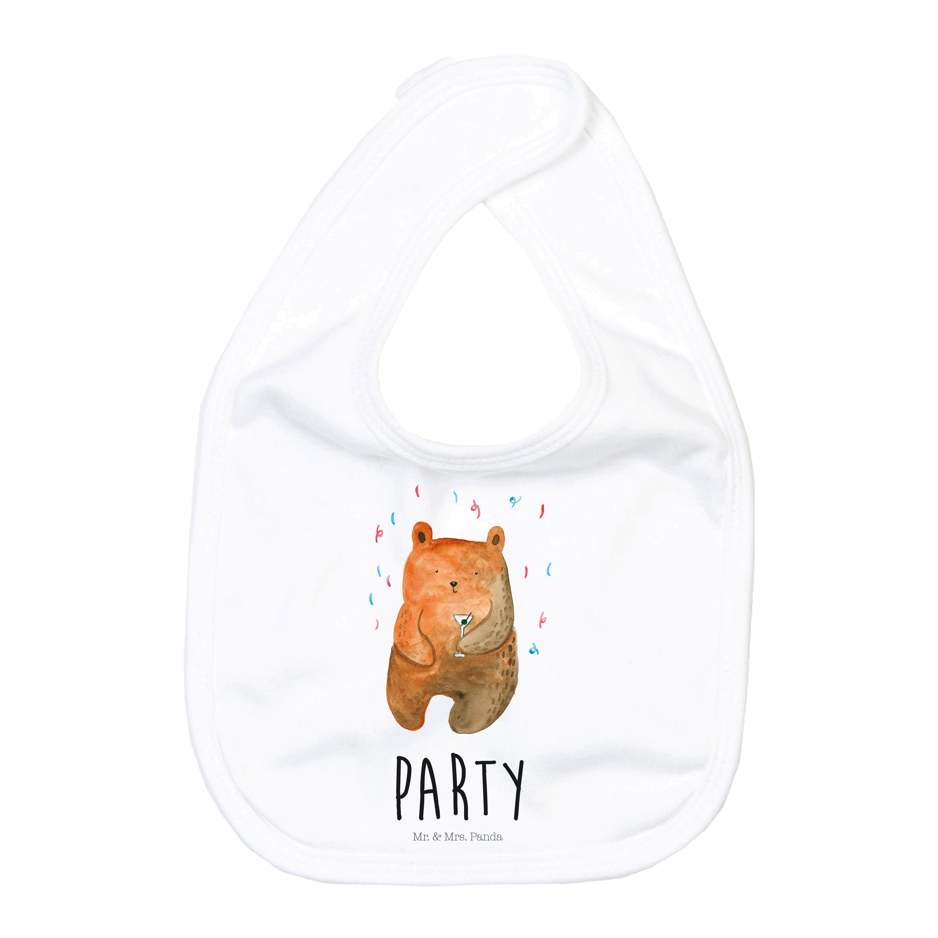 Tragetuch Bär Party - Weiß - Geschenk, Baby Spucktuch, Geschenkidee für Babypar