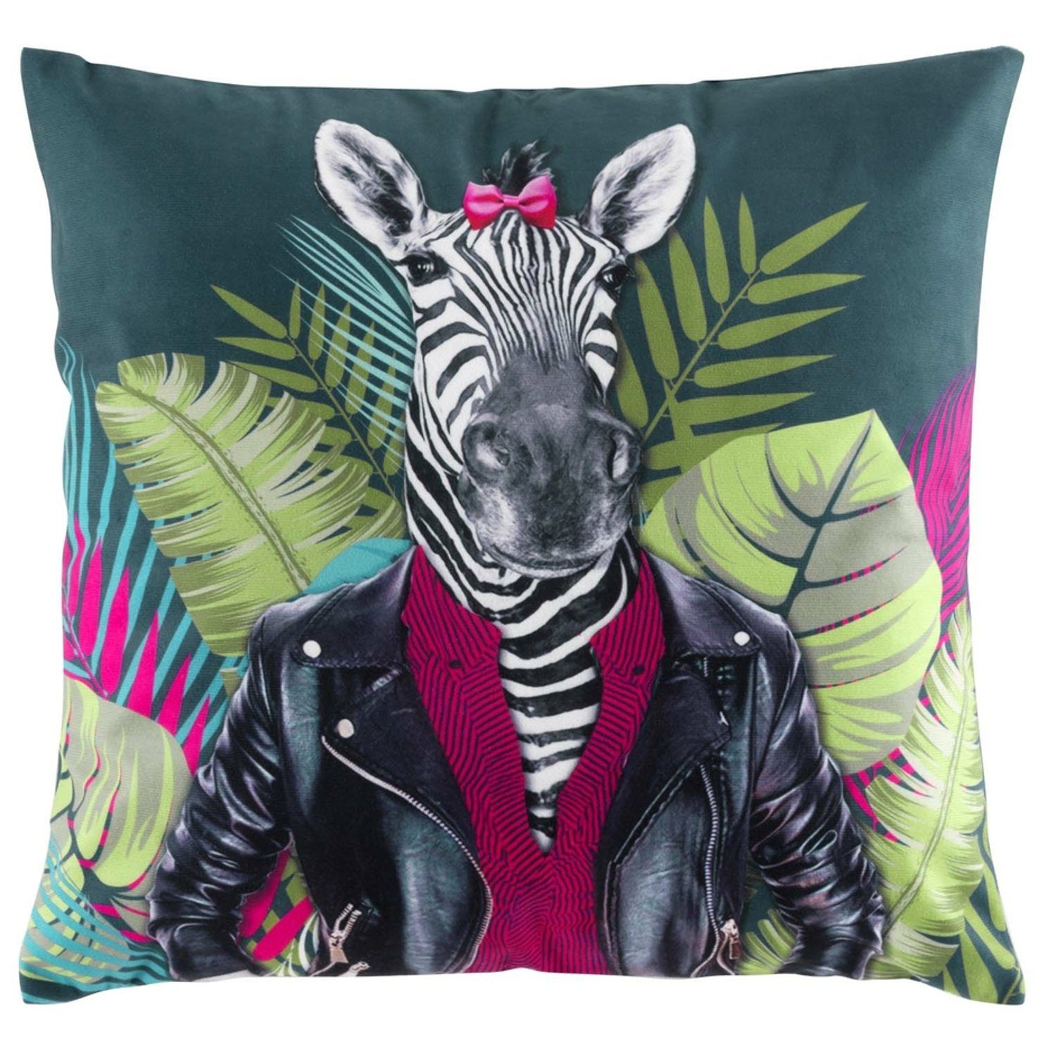 Macosa Home Dekokissen Zebra bunt petrol grün Reißverschluss inkl. Füllung modern Sofakissen, Dekokissen Zierkissen Deko Couchkissen 45x45 cm