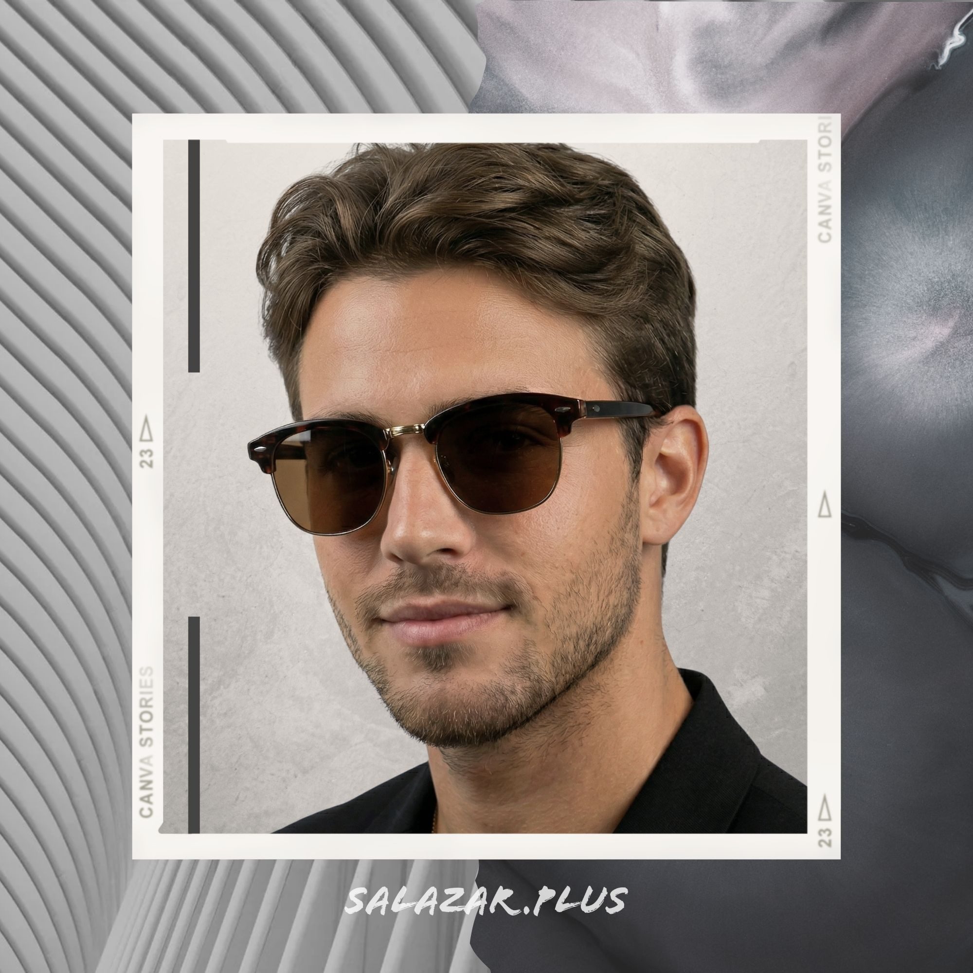 salazar.plus Sonnenbrille Rund Rechteckig Unisex 2 Farben Damen Herren Brille Schwarz Braun