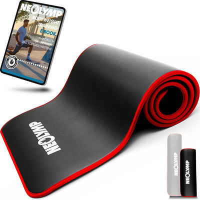 NEOLYMP Fitnessmatte Premium Fitnessmatte FM320 (Sportmatte mit Tragegurt), rutschfest, gelenkschonend, schalldämpfend, langlebig, Stoffkanten
