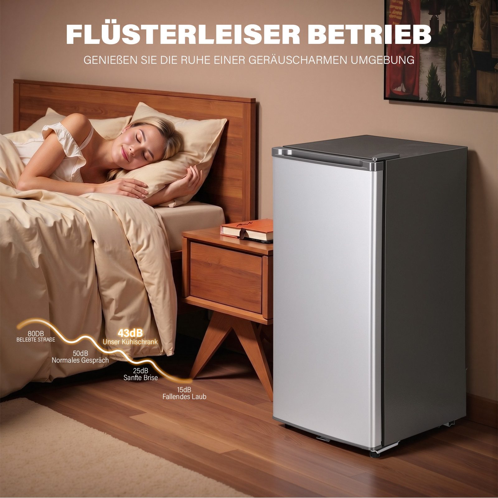 oyajia Kühl-/Gefrierkombination 73L Kleiner Kühlschrank mit Gefrierfach, 5 Temperaturstufen (0-10) BC-73, 83.5 cm hoch, 40.7 cm breit, Energieeffizient, leise, Kompakt Geräumig für Studentenwohnheim/Büro
