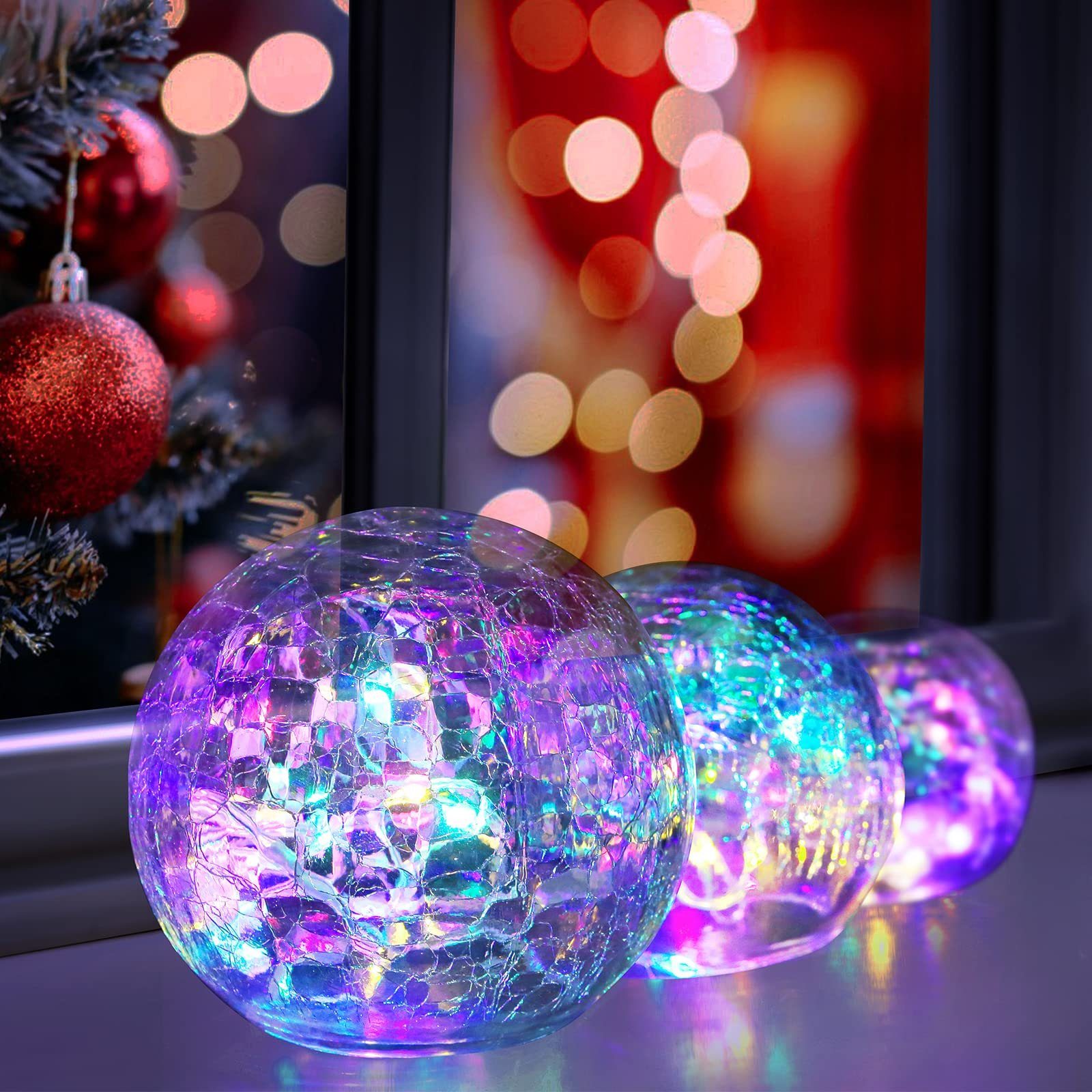 Ciskotu LED-Lichterkette Weihnachtsdeko Beleuchtet mit Crackle Glas,8 Modi  Lampe, für Innen/Herbstdeko/Tischdeko/Schlafzimmer/Wohnzimmer[Energieklasse  C